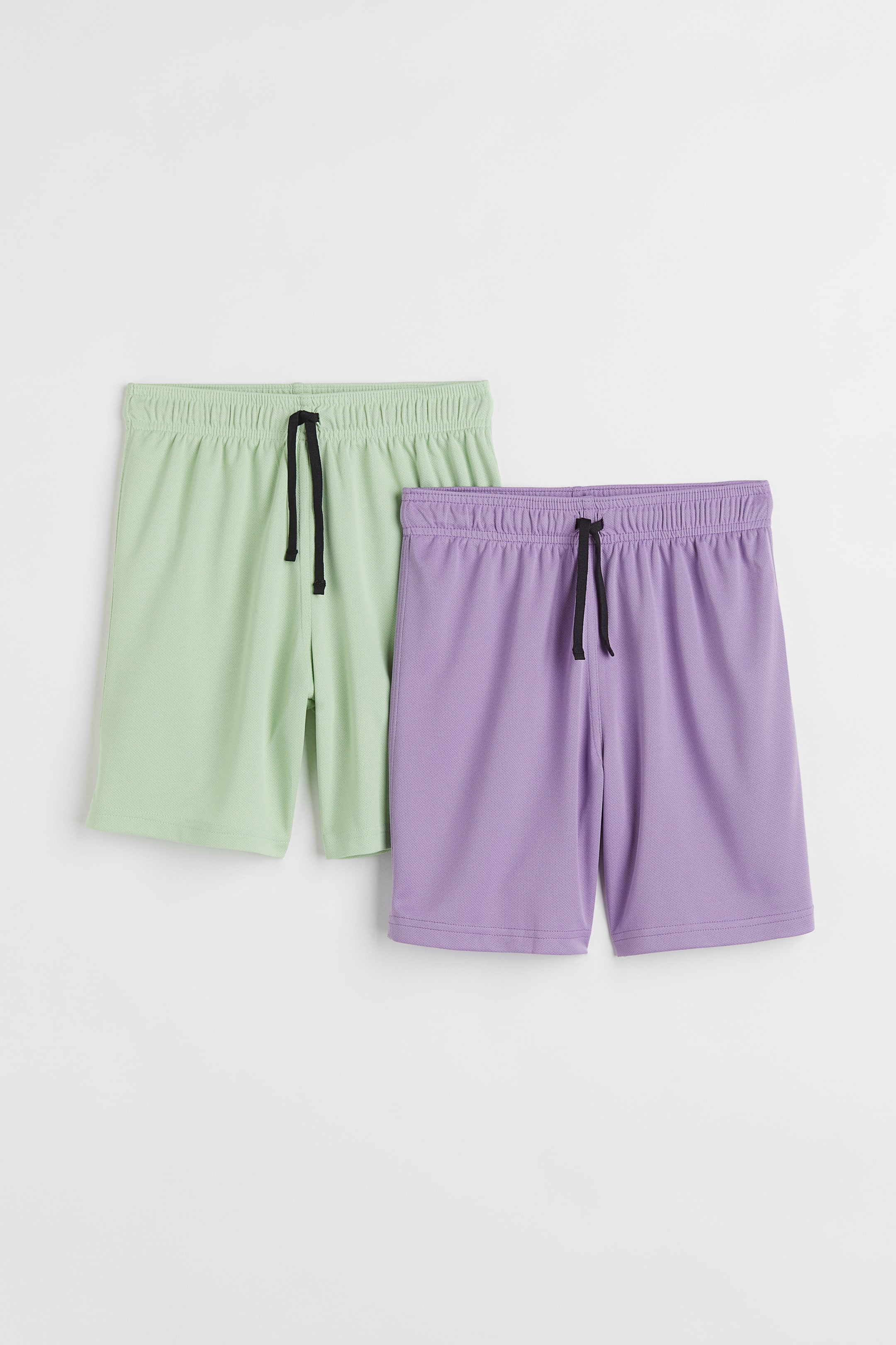View larger image: 2-pack sports shorts with DryMove™ - Mint green/Light purple - Kids | H&M 1