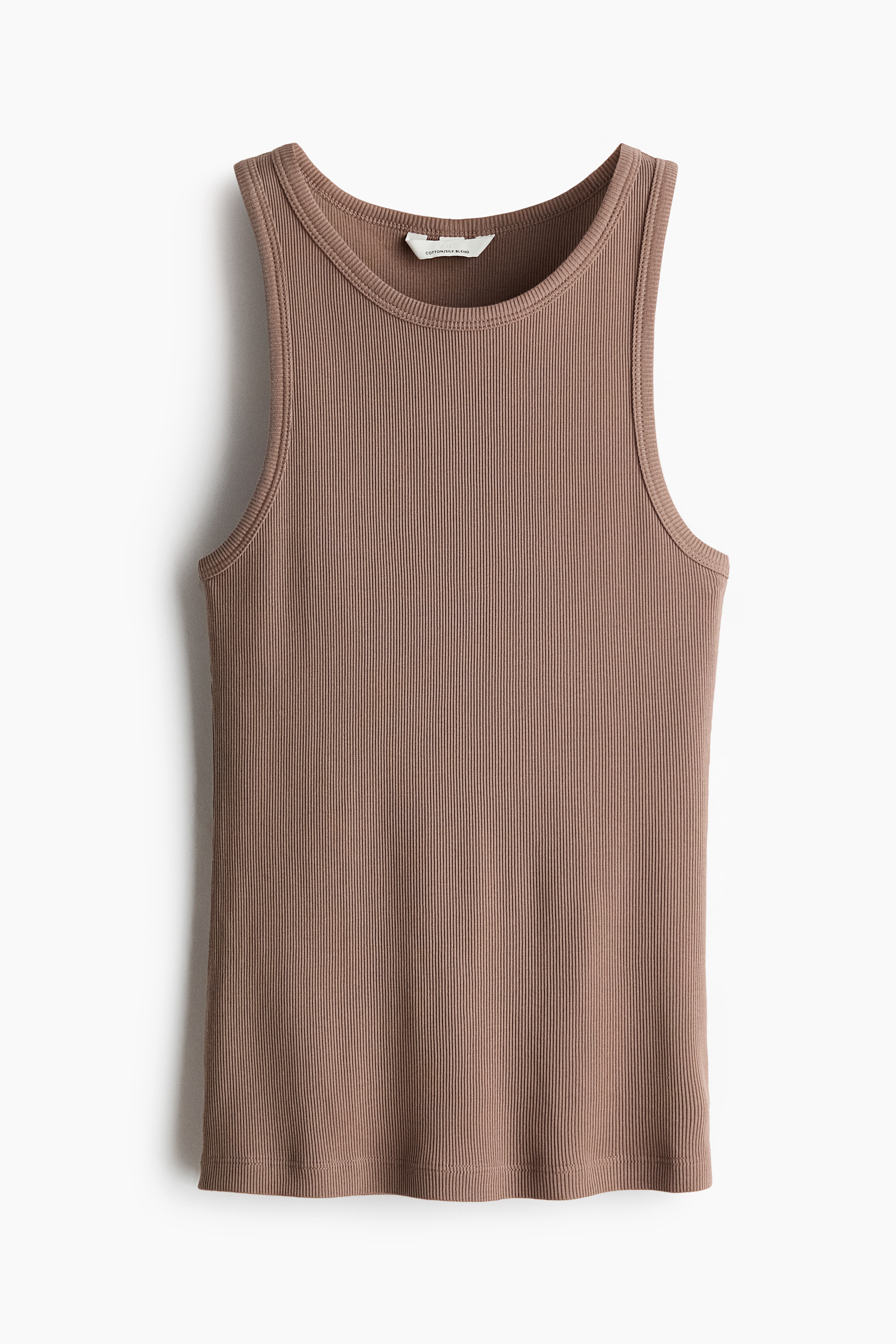 羅紋真絲混紡背心上衣 - 深米色/白色/黑色/深咖啡色