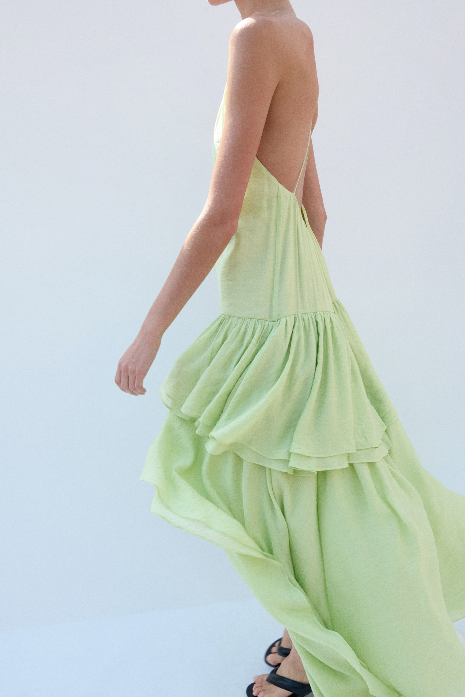 Женское платье H&M Tiered High-Low, цвет: Светлый зелёный — фото 4