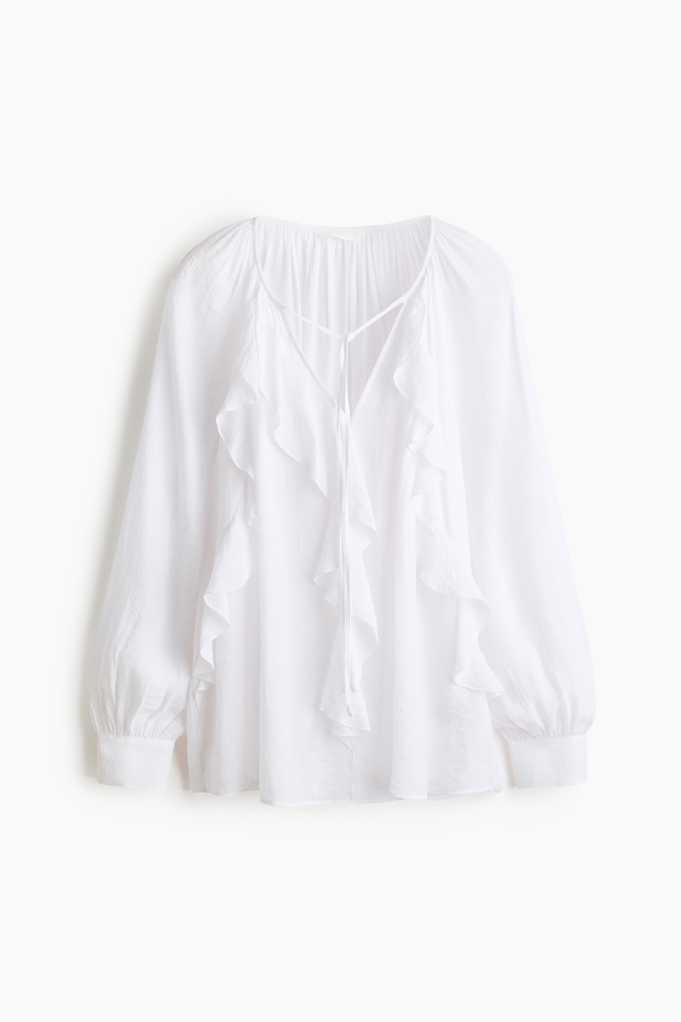 Flounce-trimmed blouse - White/Powder pink