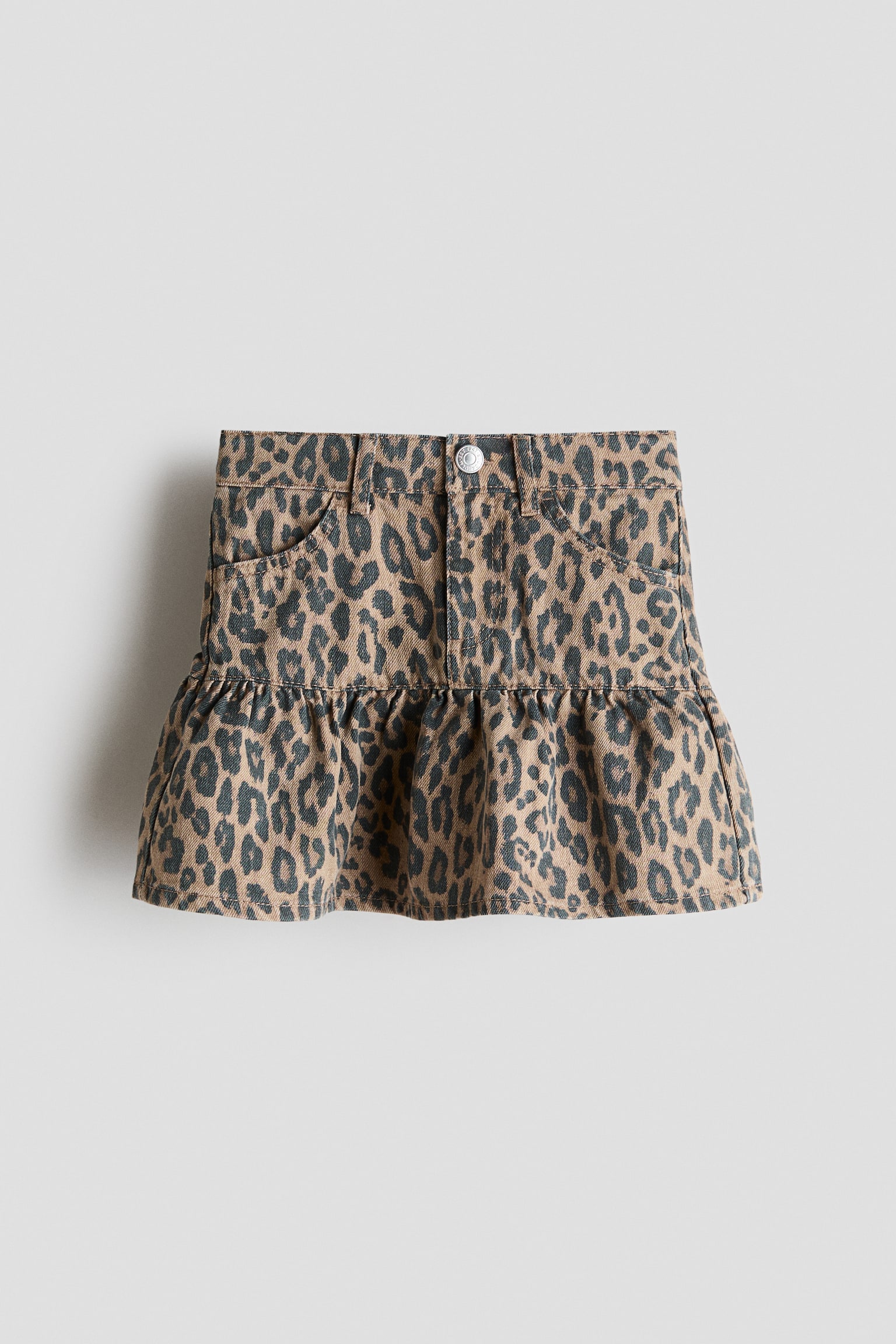 Denim skirt - Beige/Leopard print/Dark denim blue/Hearts