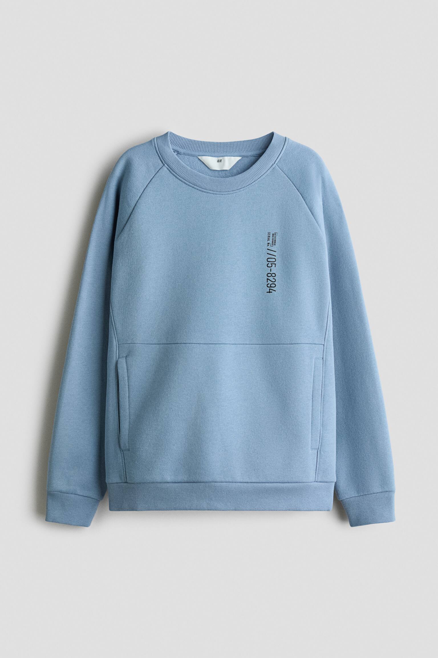 Brushed-inside sweatshirt - Light dusty blue/Light grey marl