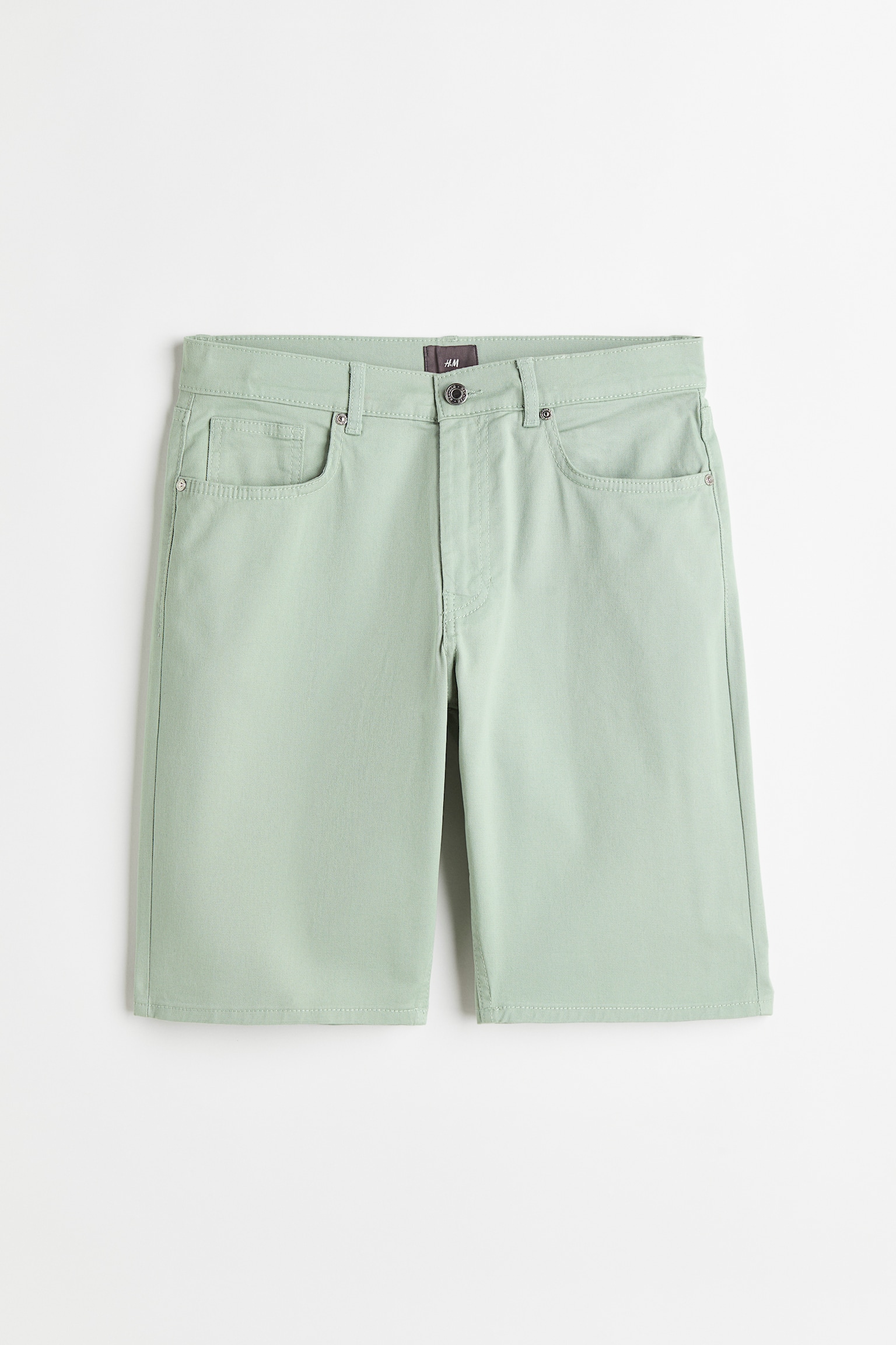 Slim Fit Cotton Twill Shorts - Light green/Khaki beige/Blue/Forest green/Dark blue/Steel grey/Cream/Black - 1