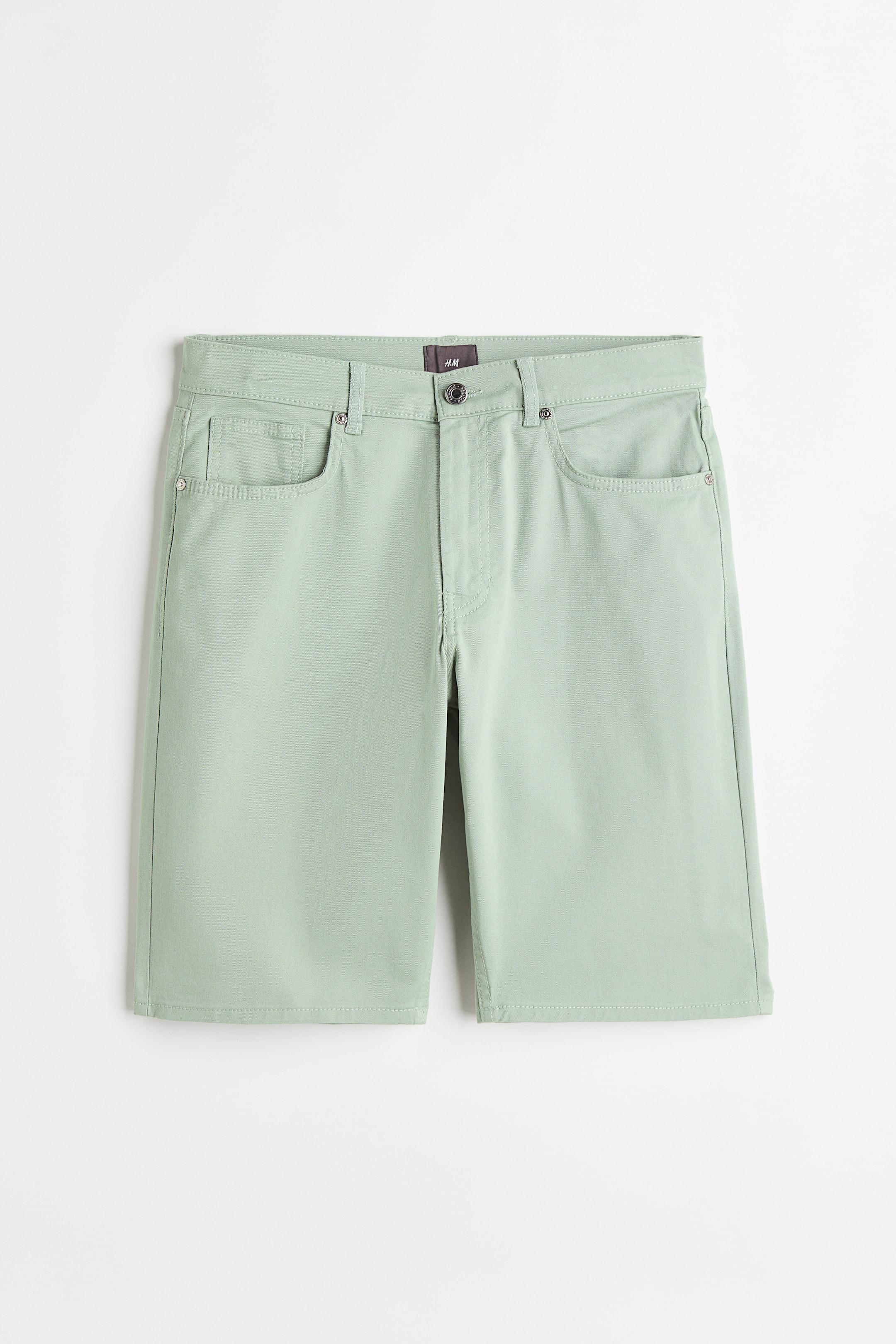 View larger image: Slim Fit Cotton twill shorts - Light green - Men | H&M IN 1