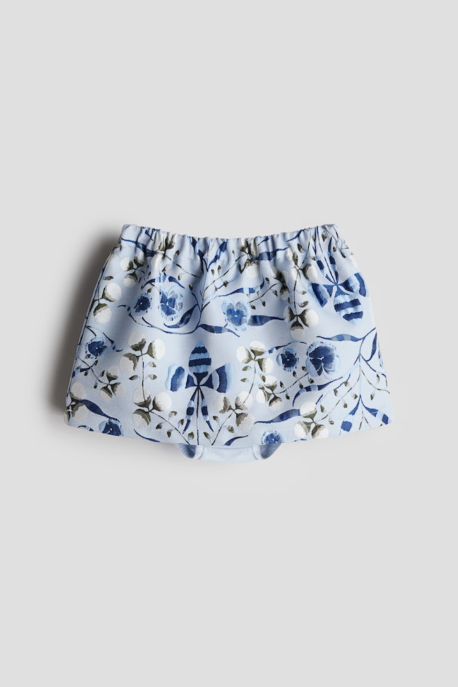 Falda en tejido jacquard con diseño - Azul claro/Floreado - 1
