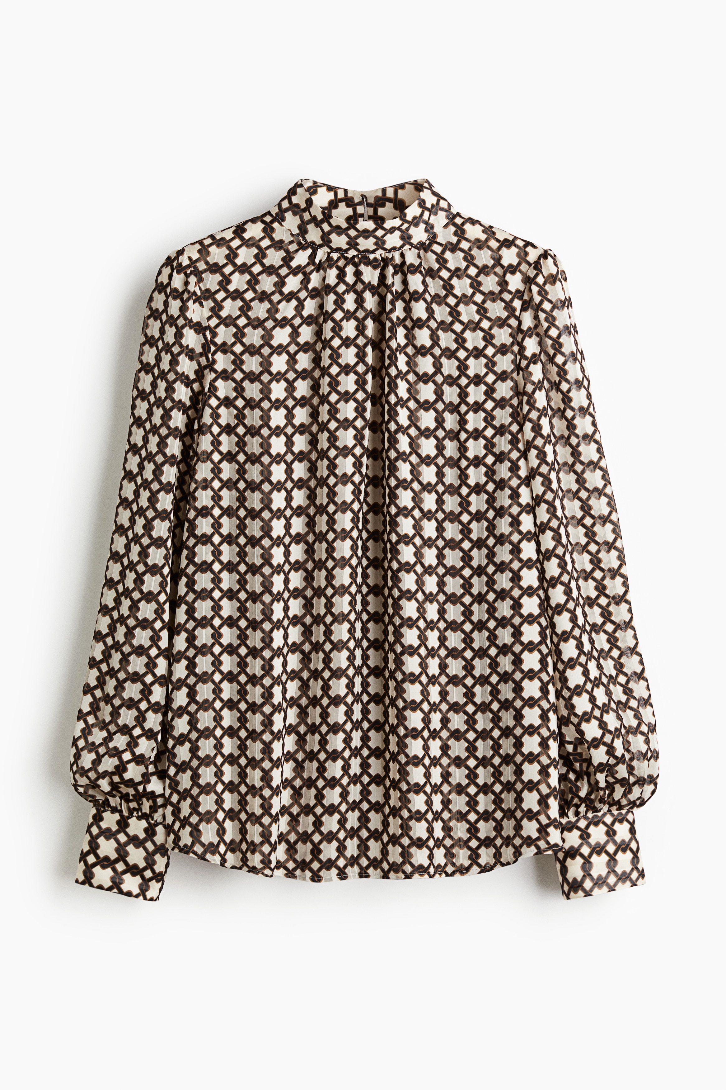 Stand Collar Blouse - Brown/Pattern/Cream/Pattern/Dark brown/Pattern/Brown/Pattern