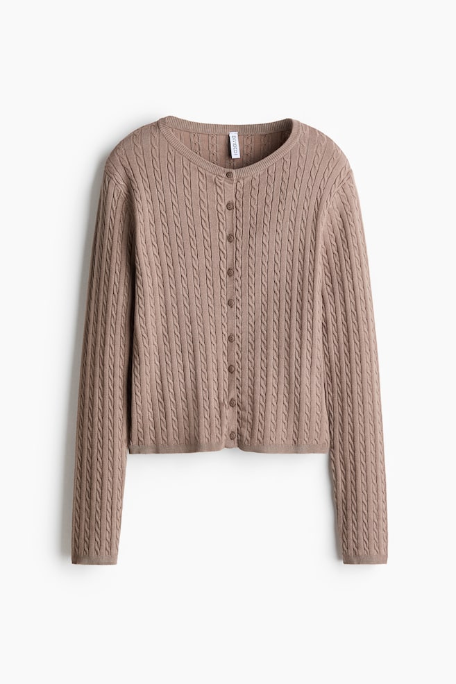 Cable-knit cardigan - Mole/Burgundy - 1