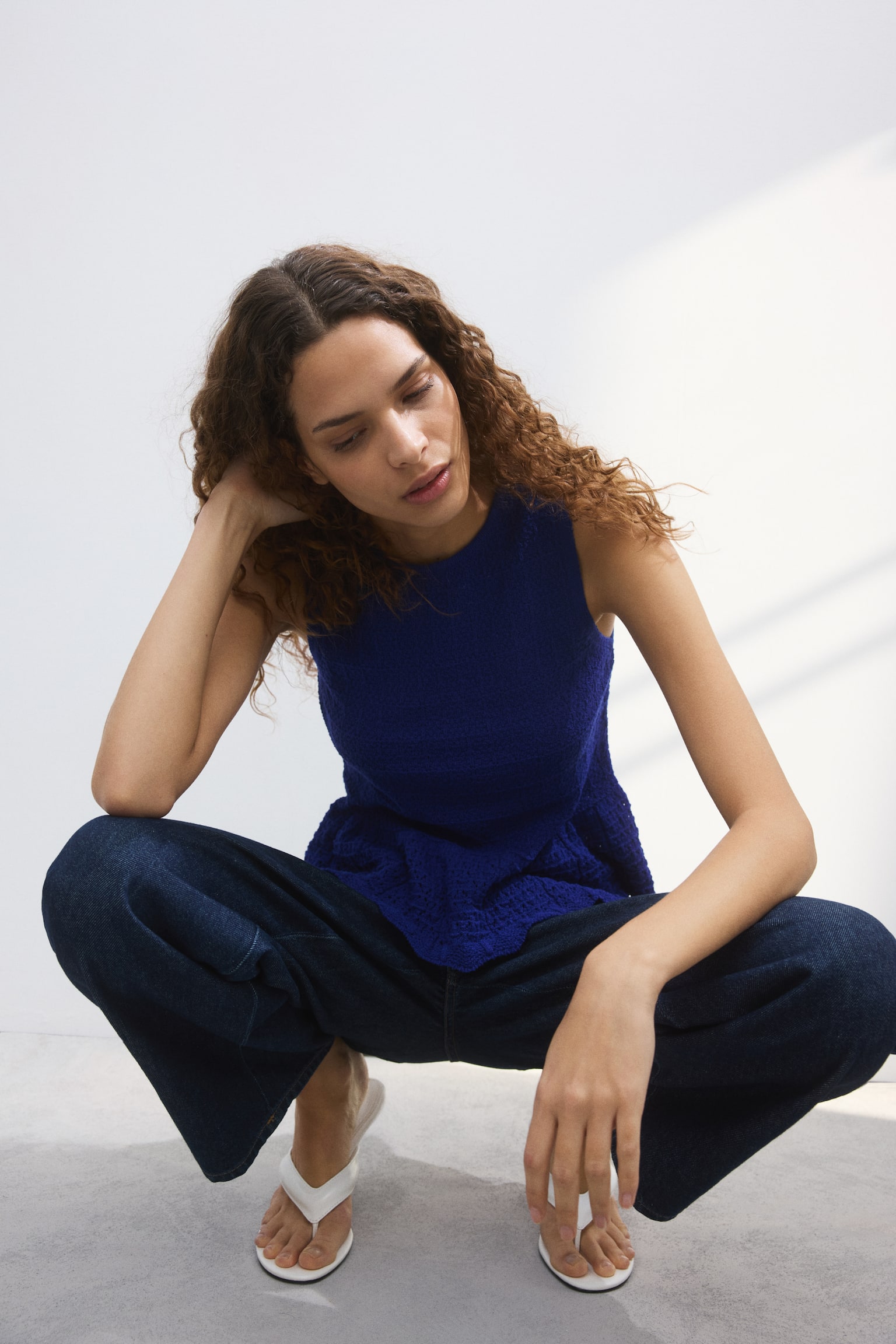Pointelle-knit peplum top - 5