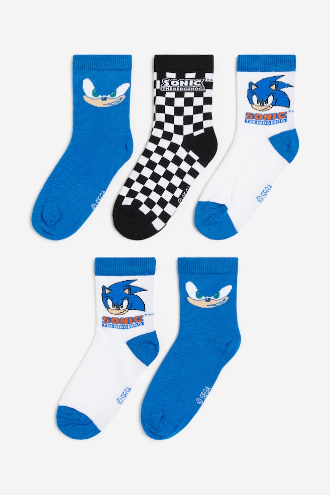 5-pack patterned socks - Bright blue/Sonic the Hedgehog/Blue/Ninjago/Light grey/Snoopy/Blue/Paw Patrol/dc/dc/dc/dc - 1