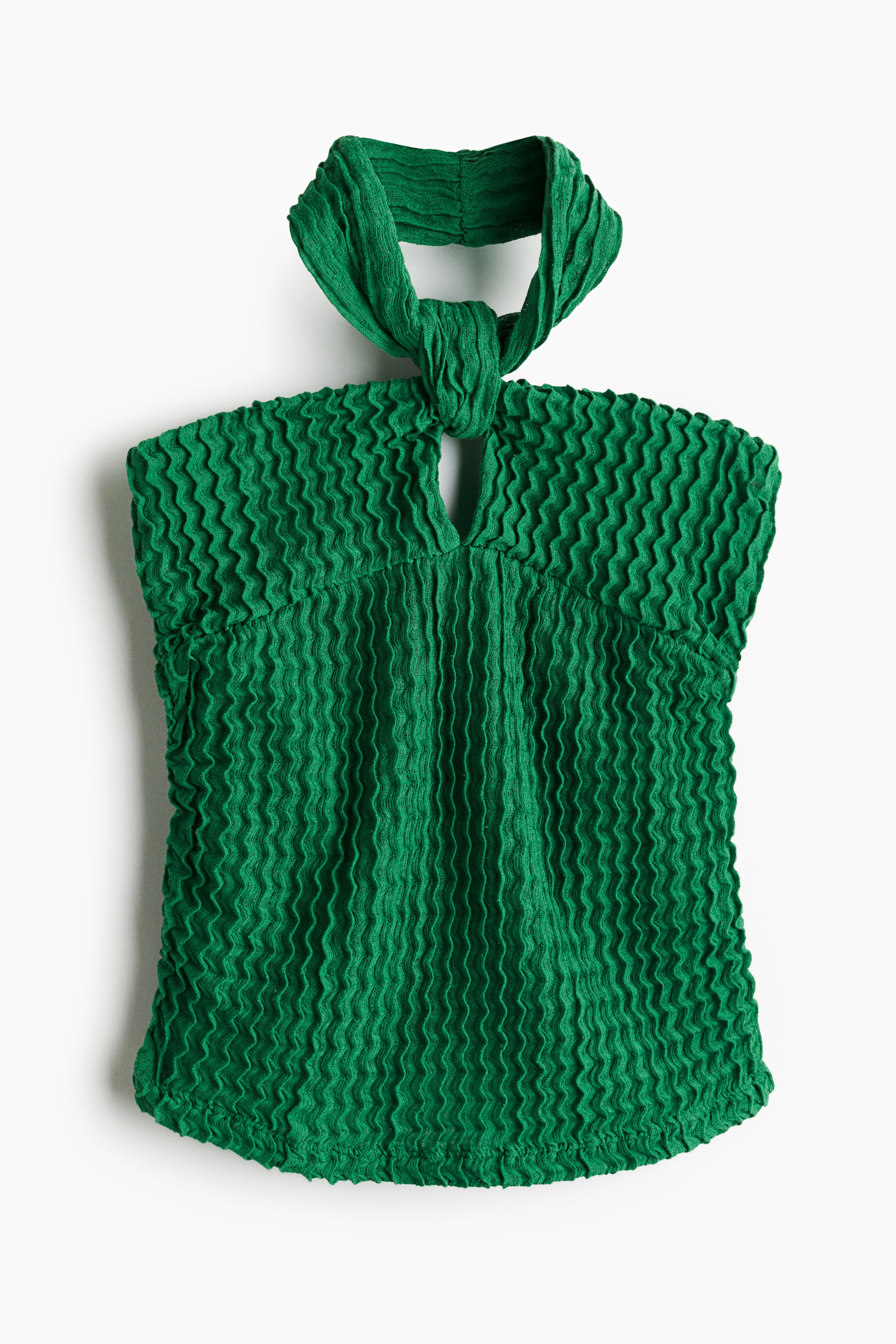 Textured halterneck top - Verde/Crem