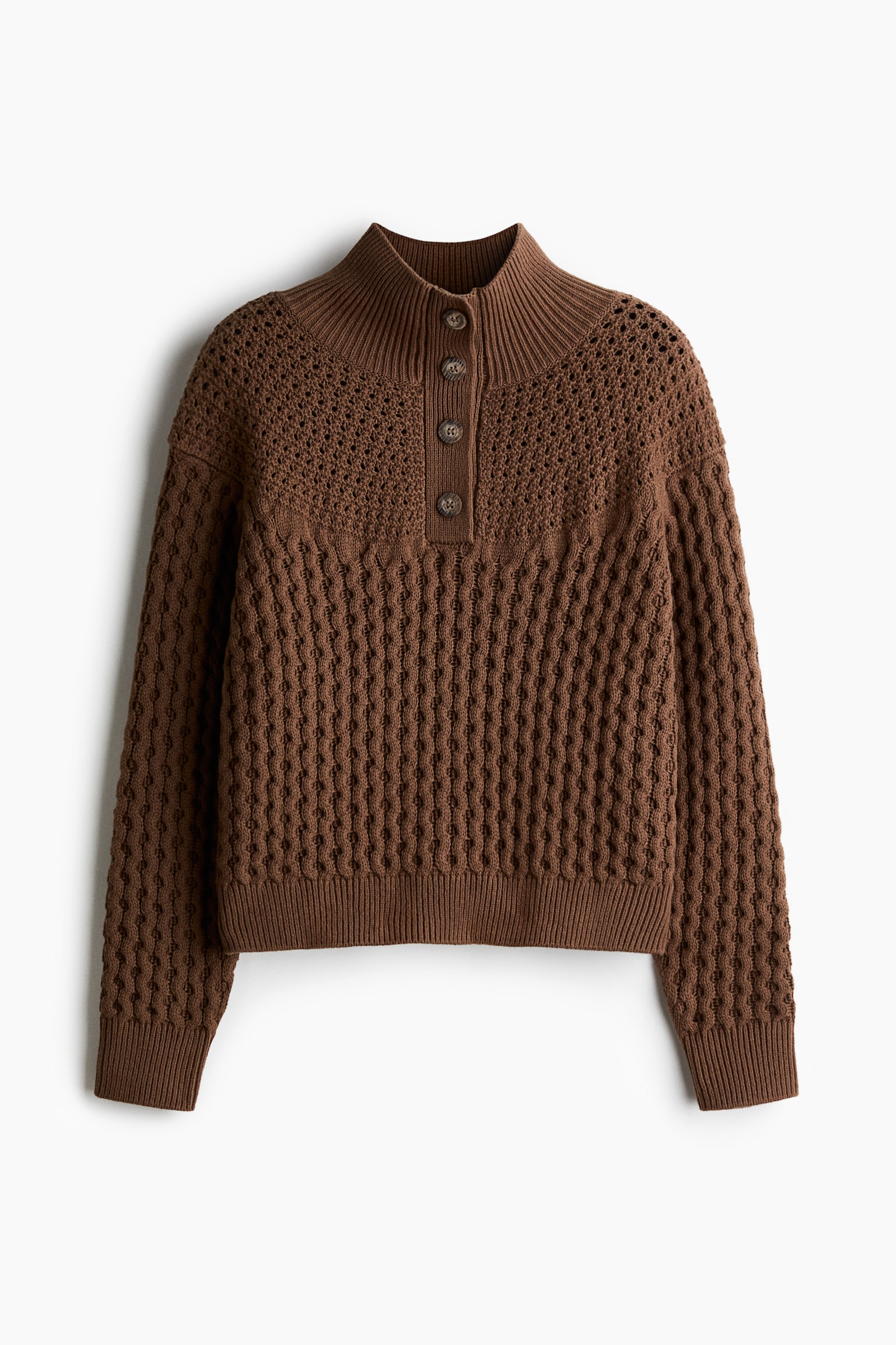 텍스처 니트 스웨터 - 브라운