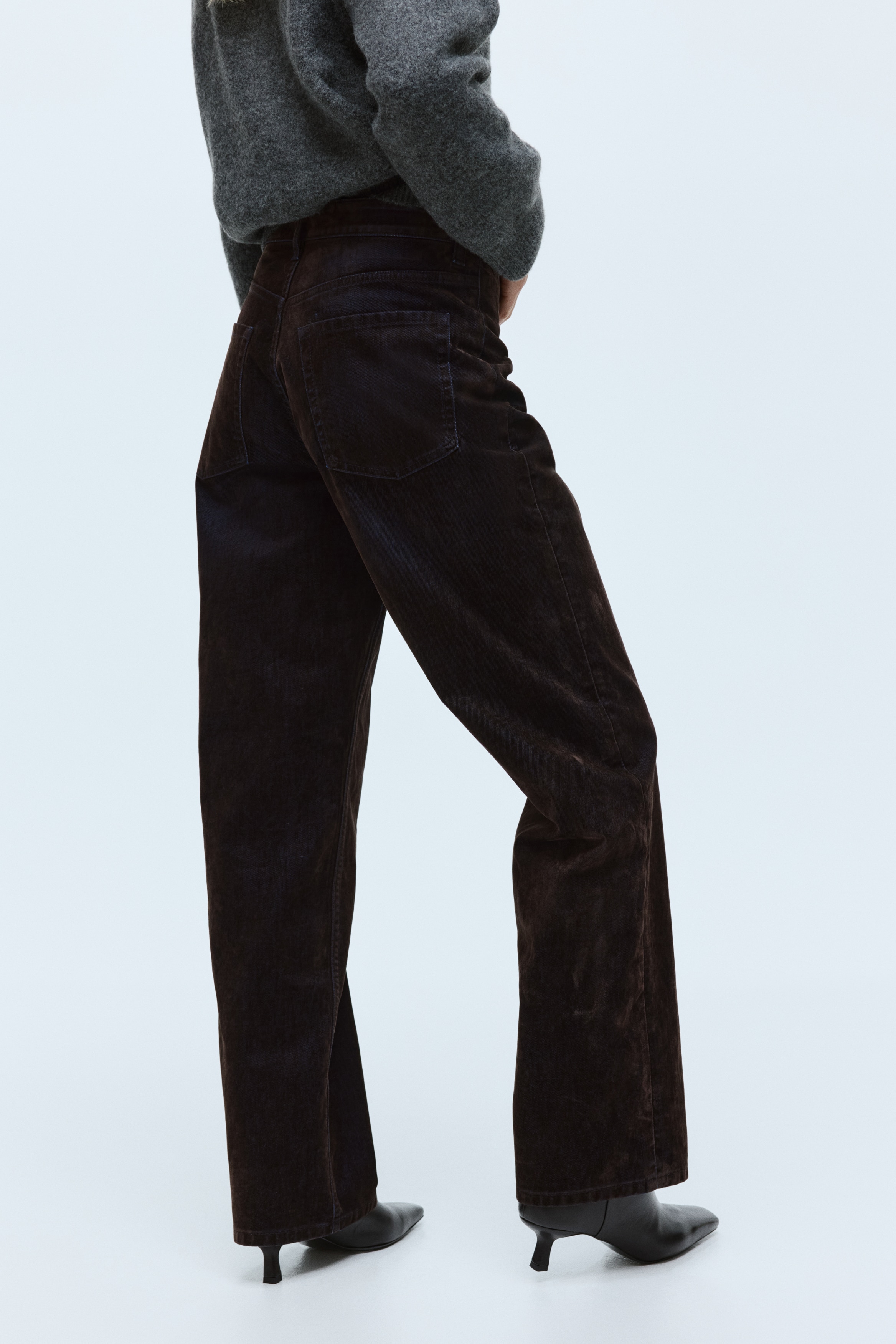 Flocked Straight High Jeans