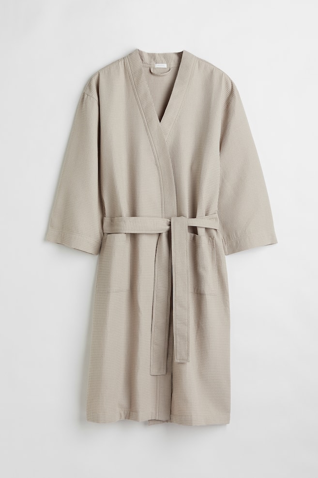Waffled dressing gown - Light beige/Graphite grey/Dark grey/Old rose/dc/dc/dc/dc - 1