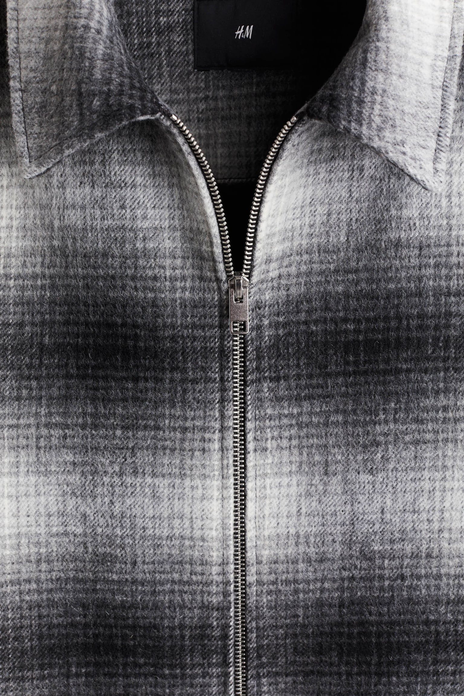 Regular Fit Wool-blend overshirt - Dark grey/Checked/Dark green/Checked - 3