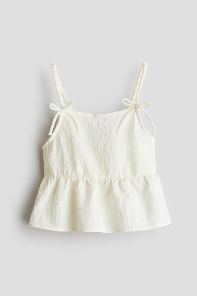 Bow-detail peplum top - Cream/Powder pink - 1