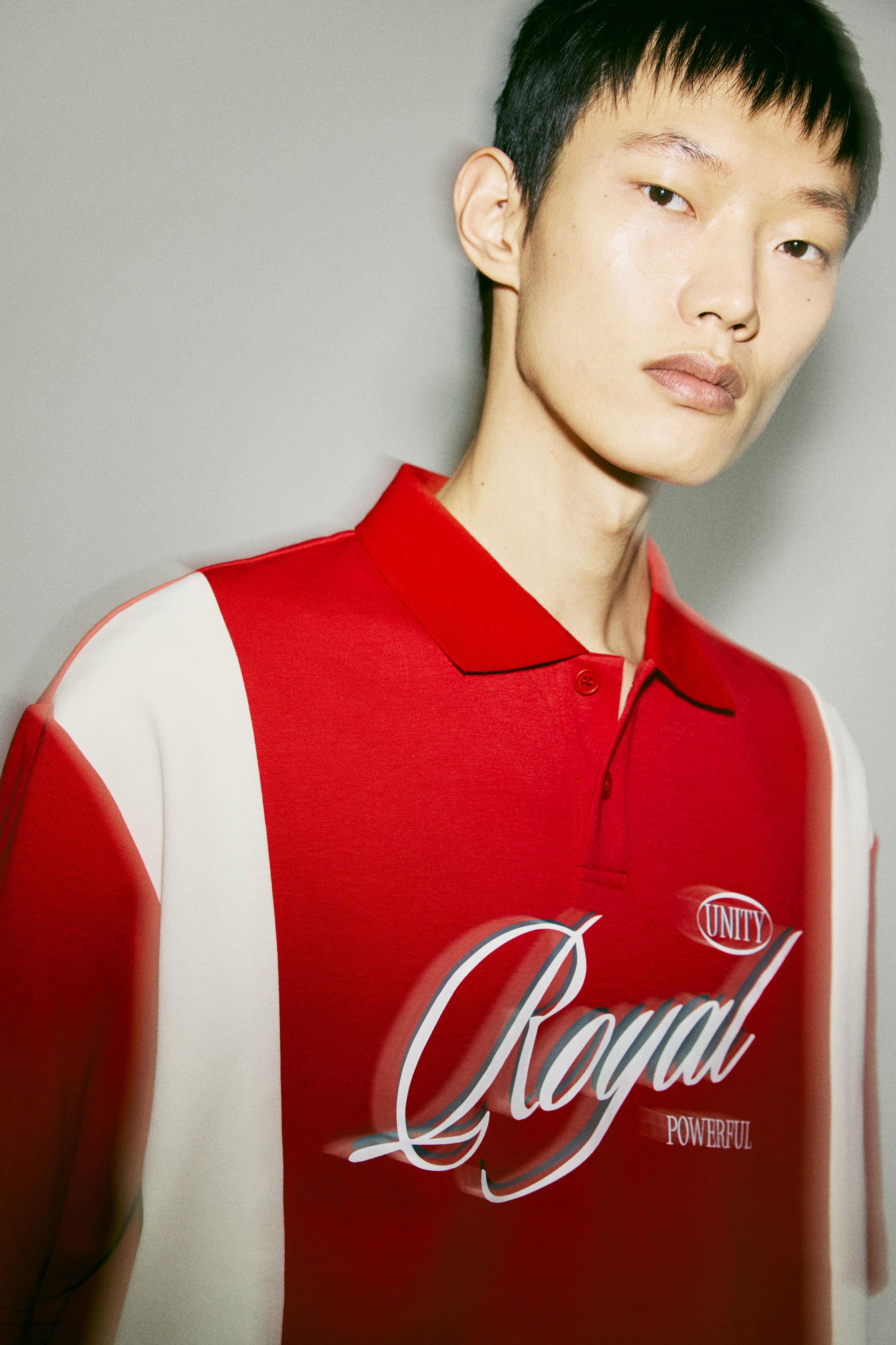 Loose Fit Polo shirt - Red/Colour block/Green/Colour block