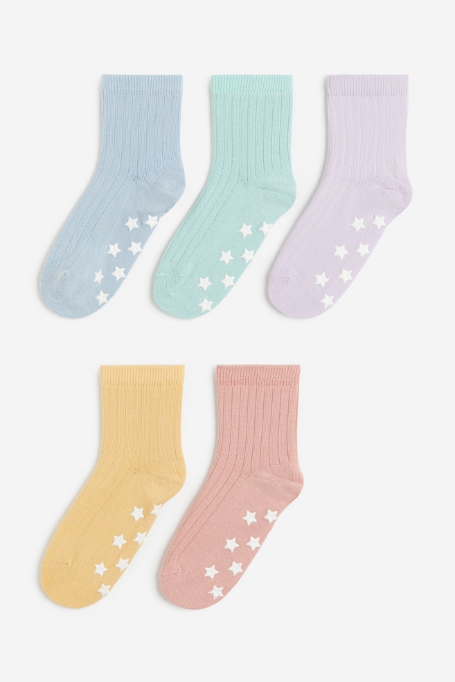 5-pack anti-slip socks - Light blue/Stars - 1