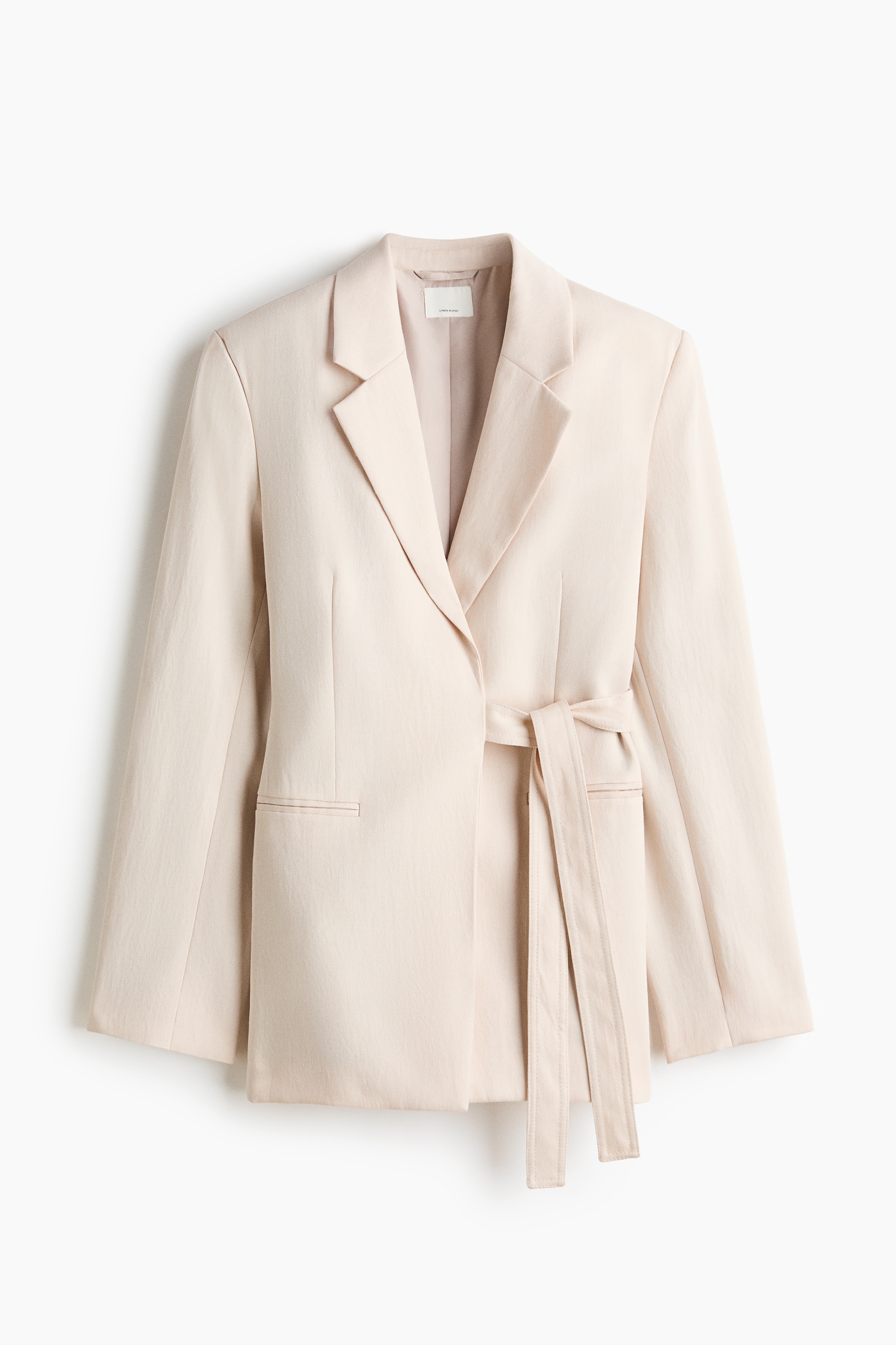 Wrap-Front Jacket - Light beige/Dark gray/pinstriped