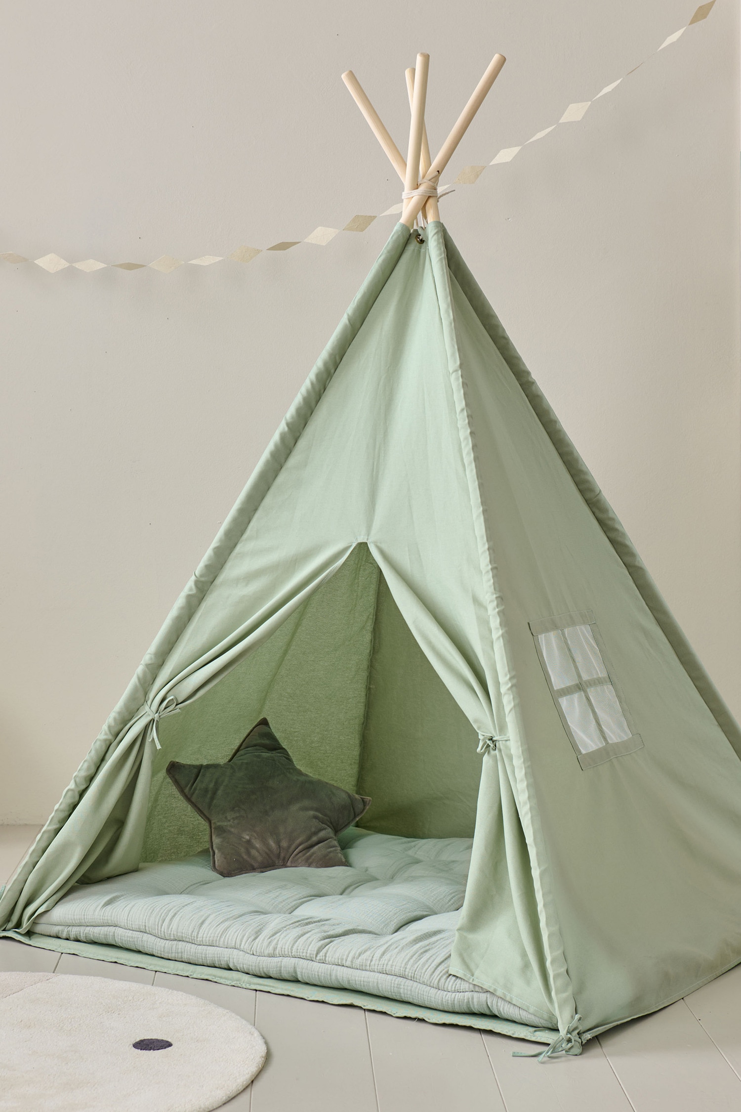 Tipi Spielzelt - Été - Mint Grun/Rosa/Off White