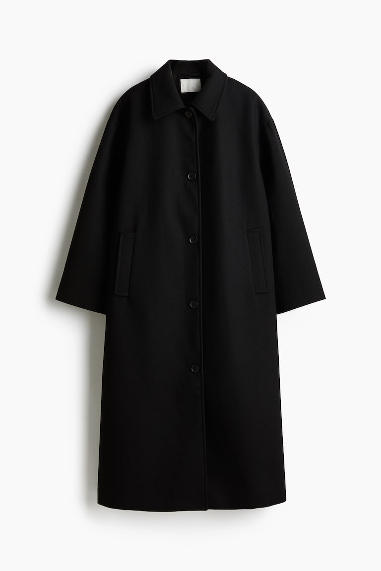 Manteau maxi en laine mélangée Noir FEMME H&M FR