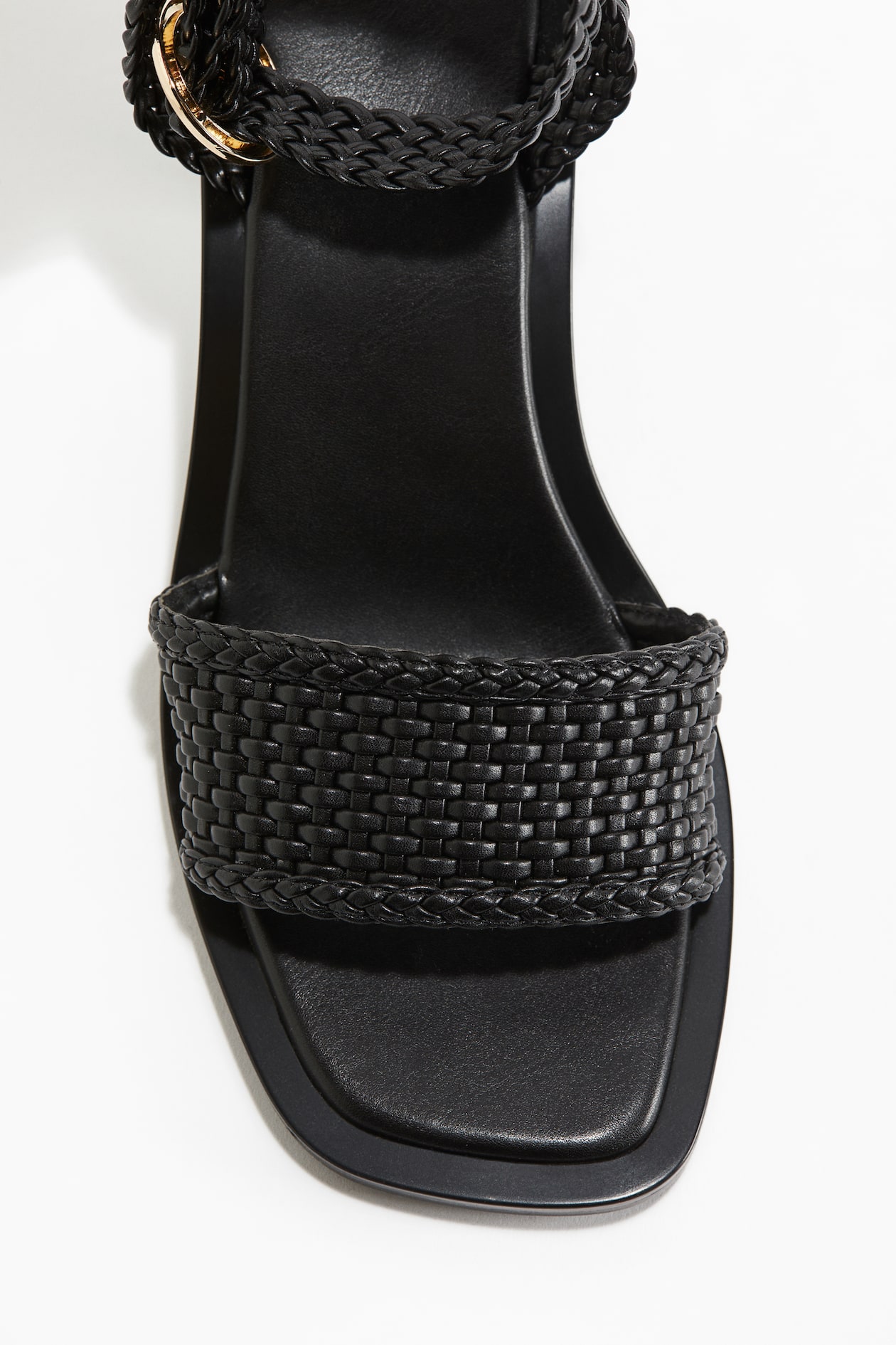 HM 26S H HIGH HEEL SANDALS 90MM IN BLACK GRAINED CALFSKIN