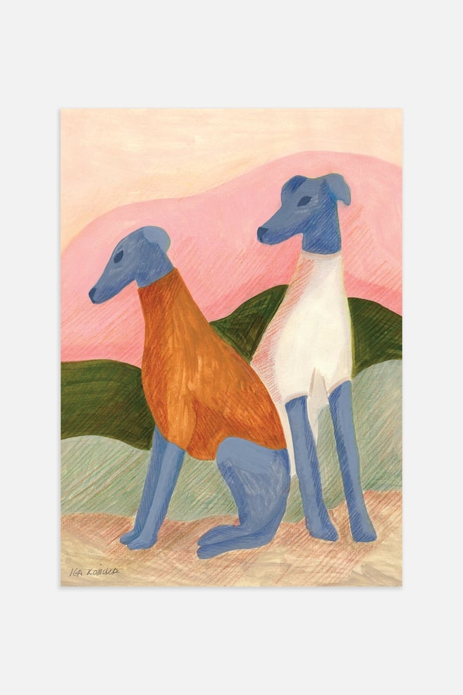 Iga Kosicka Plakat - Blueberry Dogs/Blue Flowers - 1