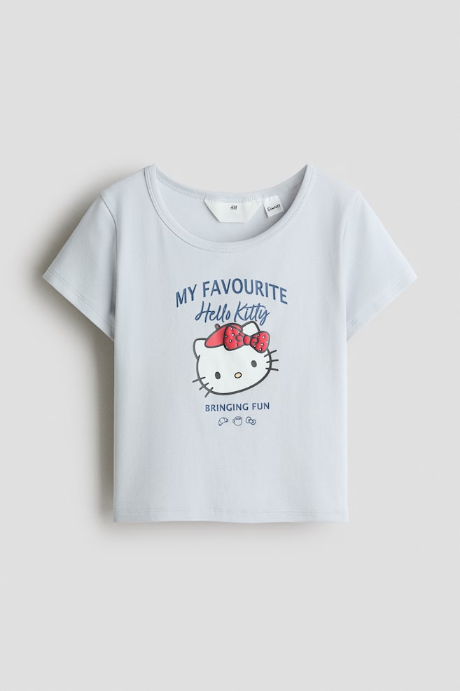Cotton Jersey Top with Printed Motif - Light blue/Hello Kitty - 1