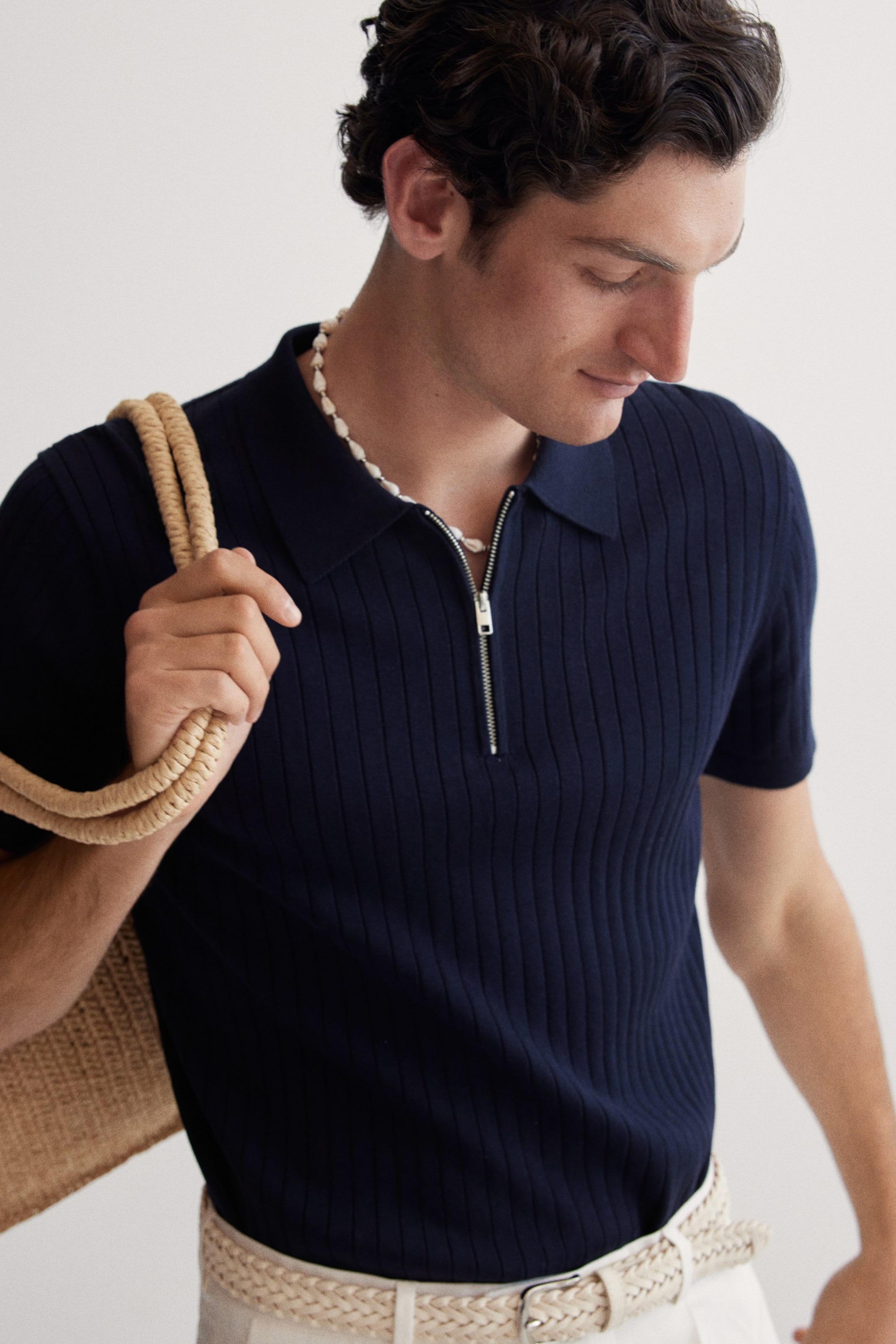 Ver imagem maior: Polo com fecho éclair Slim Fit - Azul marinho - HOMEM | H&M PT 2