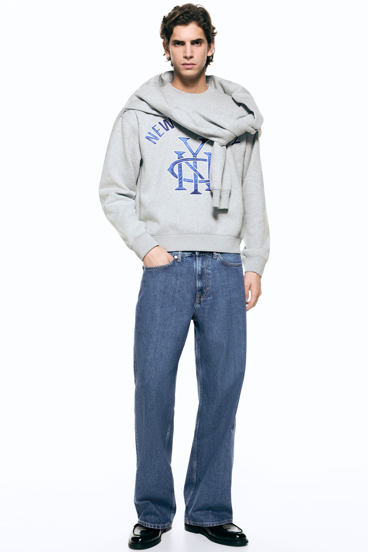 Loose Fit Printed sweatshirt - Grey marl/New York City/Navy blue/NYC - 4