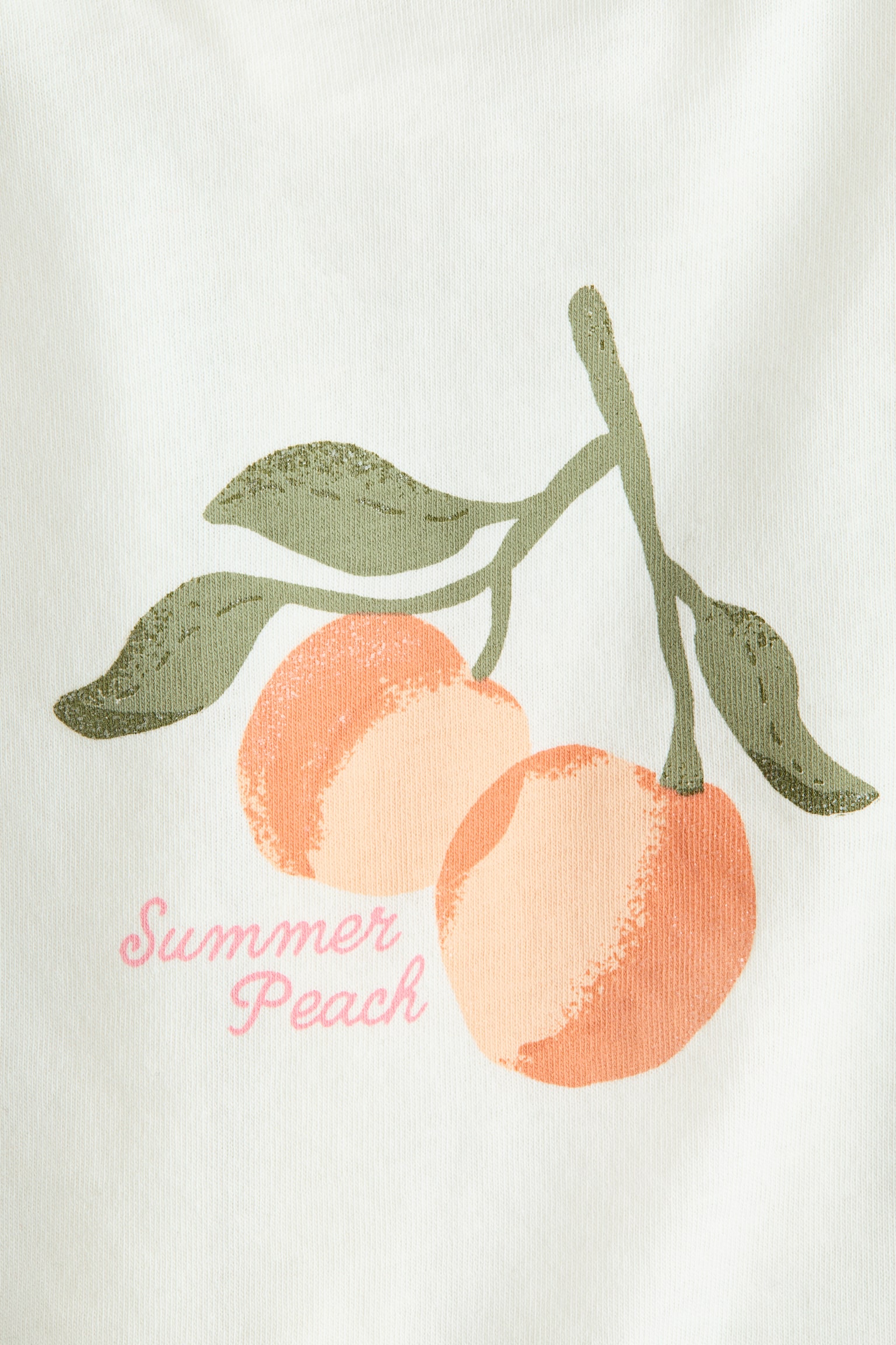 Pamučna majica s aplikacijom - Bela/breskva - 2