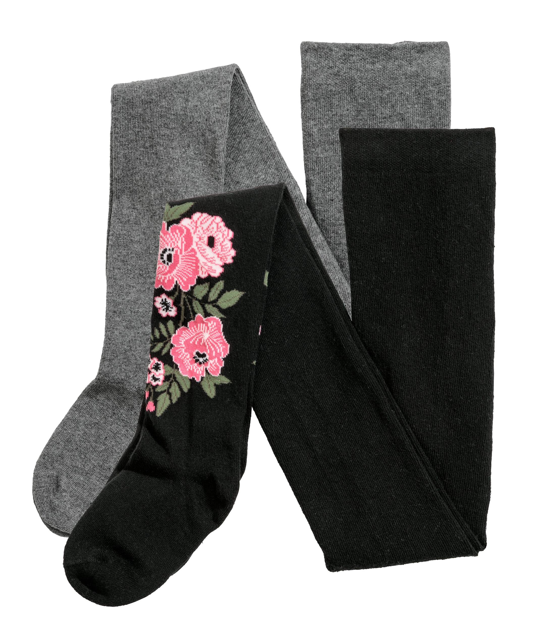 View larger image: 2-pack tights - Dark grey/Floral - Kids | H&M GB 1