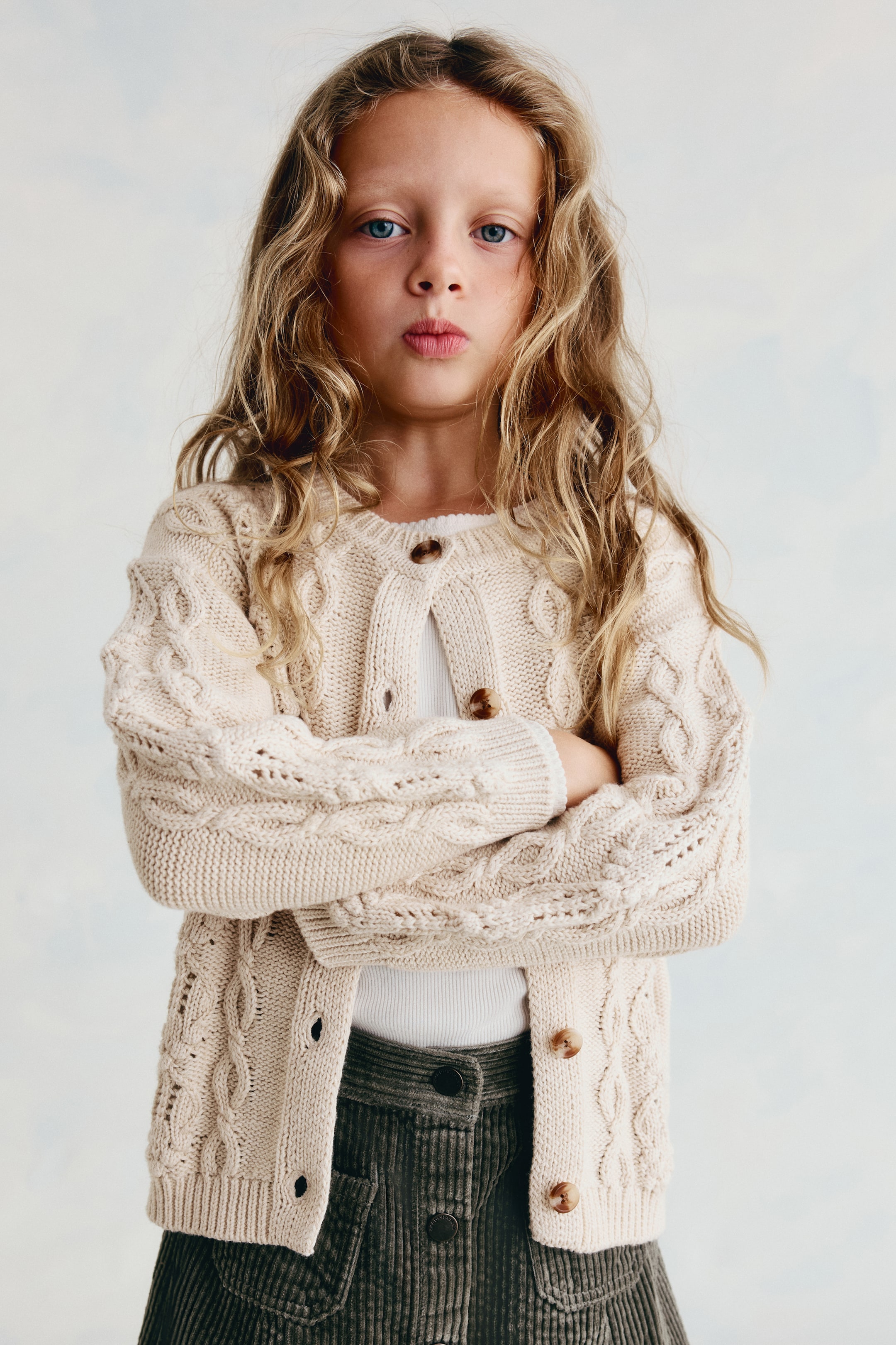 View larger image: Cotton Pattern-Knit Cardigan - Beige - Kids | H&M US 1