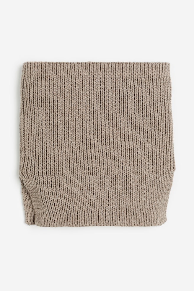 Rib-knit tube scarf - Mole/Light pink/Dark grey - 3