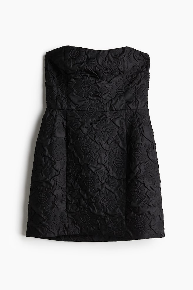Embossed mini dress - Black/Light yellow - 1
