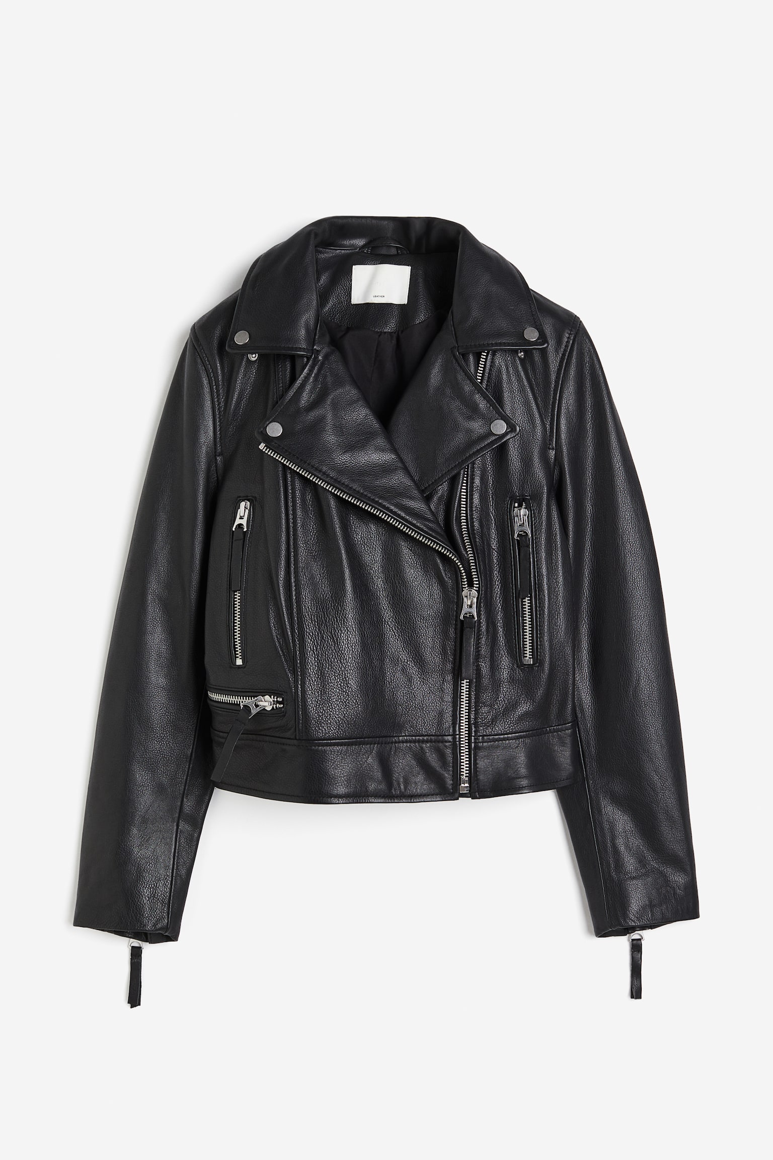 Leather Biker Jacket - Black - 2