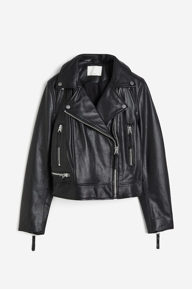 Leather biker jacket - Black - 2