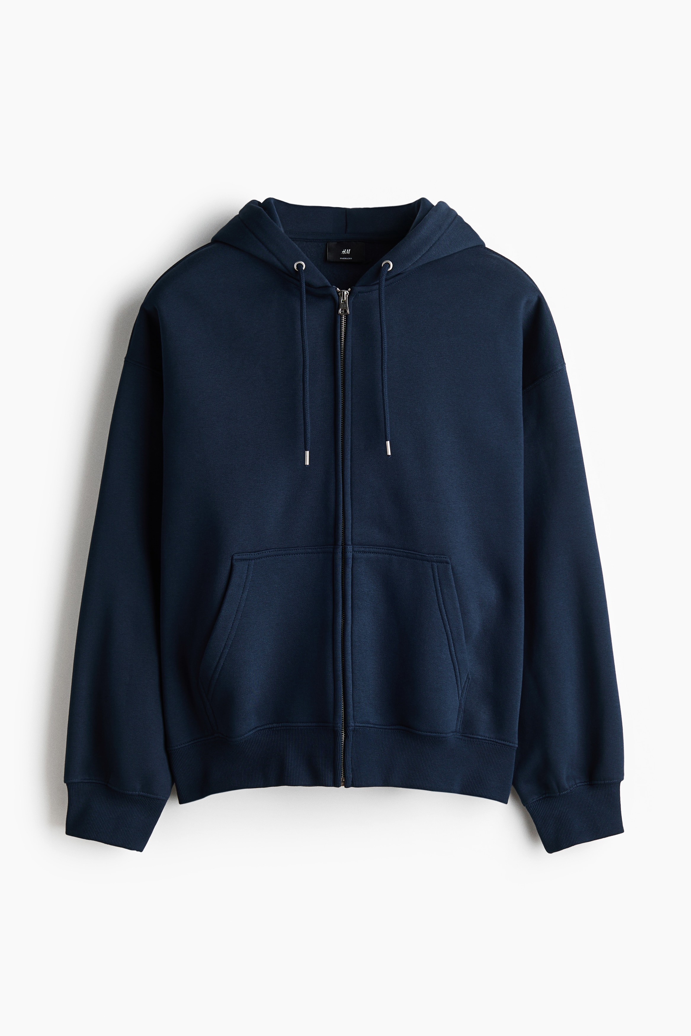 Casaco com capuz e fecho éclair Oversized Fit - Azul marinho/Cinzento mesclado