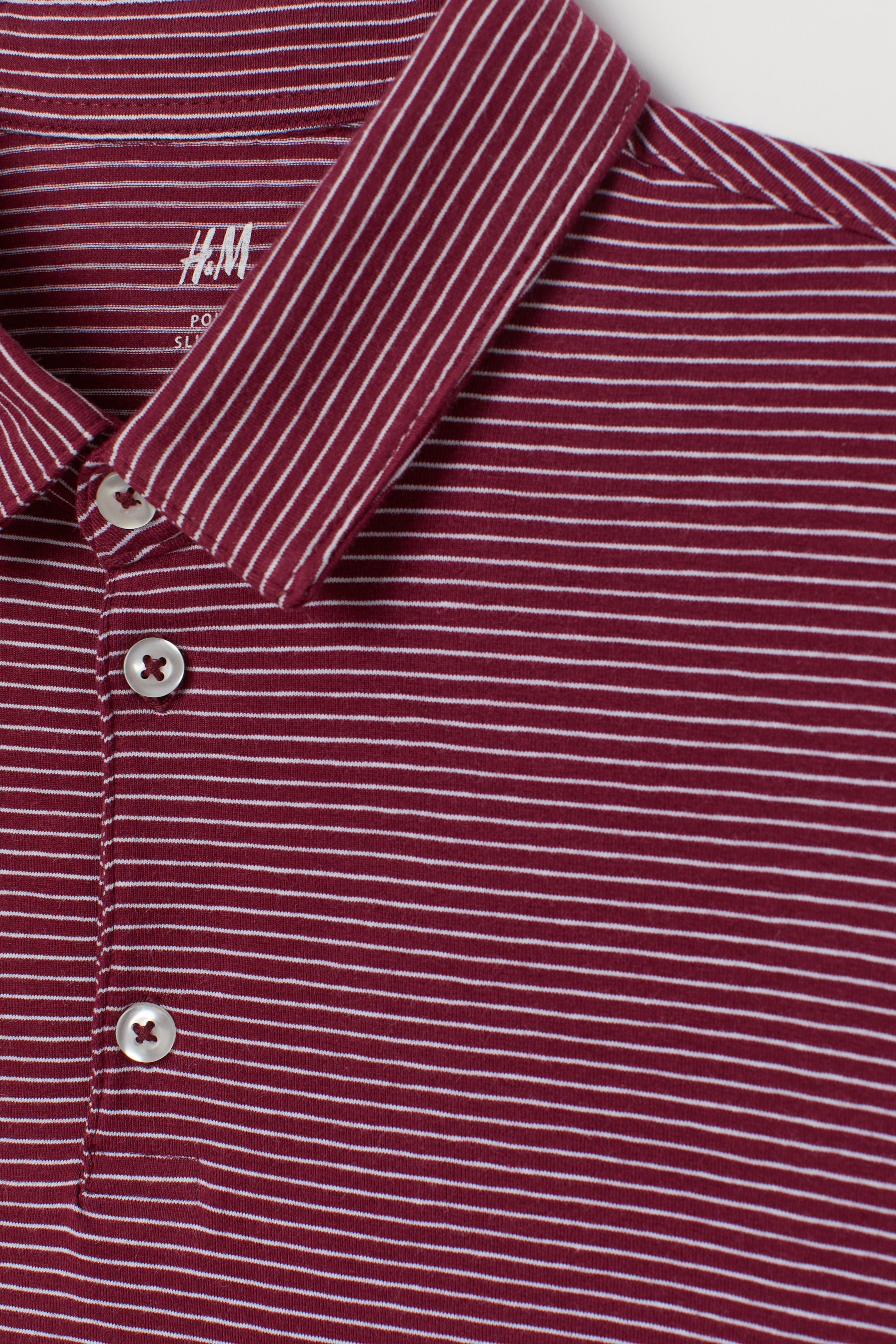 Größeres Bild ansehen: Poloshirt Slim Fit - Weinrot/Weiß gestreift - Men | H&M DE 2