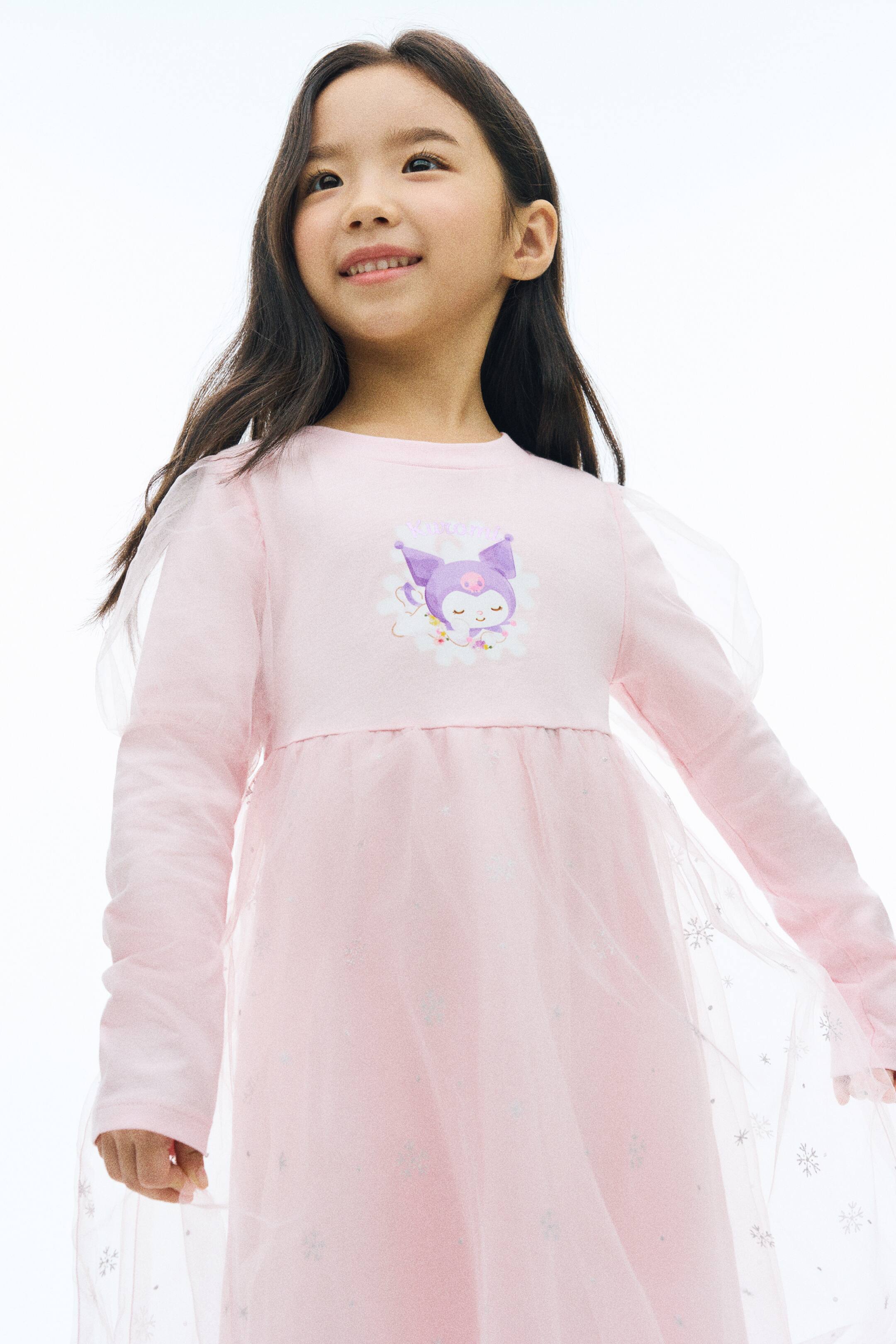 View larger image: Printed tulle-skirt dress - Light pink/Kuromi - Kids | H&M 1