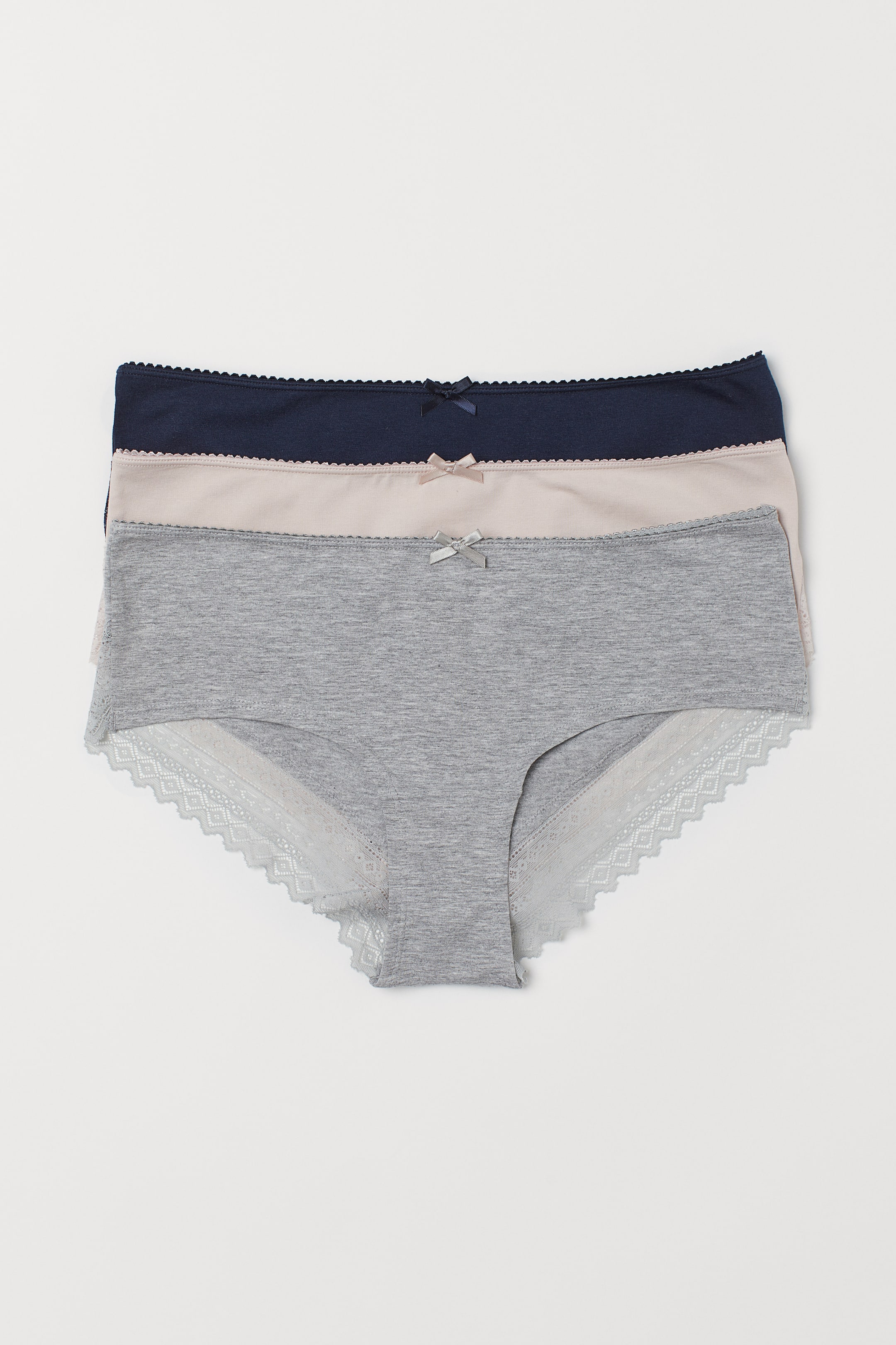 Größeres Bild ansehen: 3er-Pack Baumwollhipster - Graumeliert/Dunkelblau - Ladies | H&M DE 1