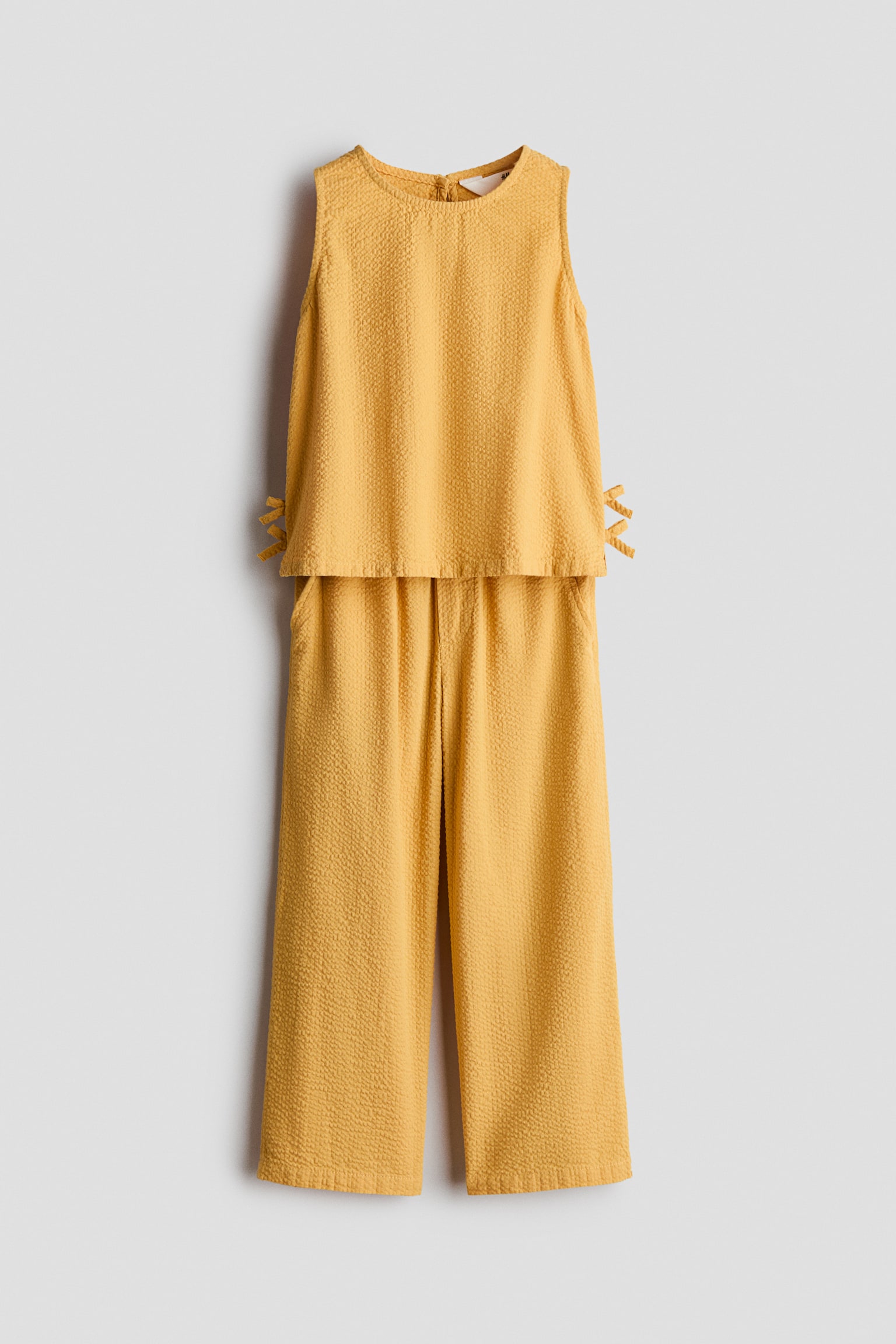 2-piece cotton seersucker set - Dark yellow/Old rose/Floral/Dark red