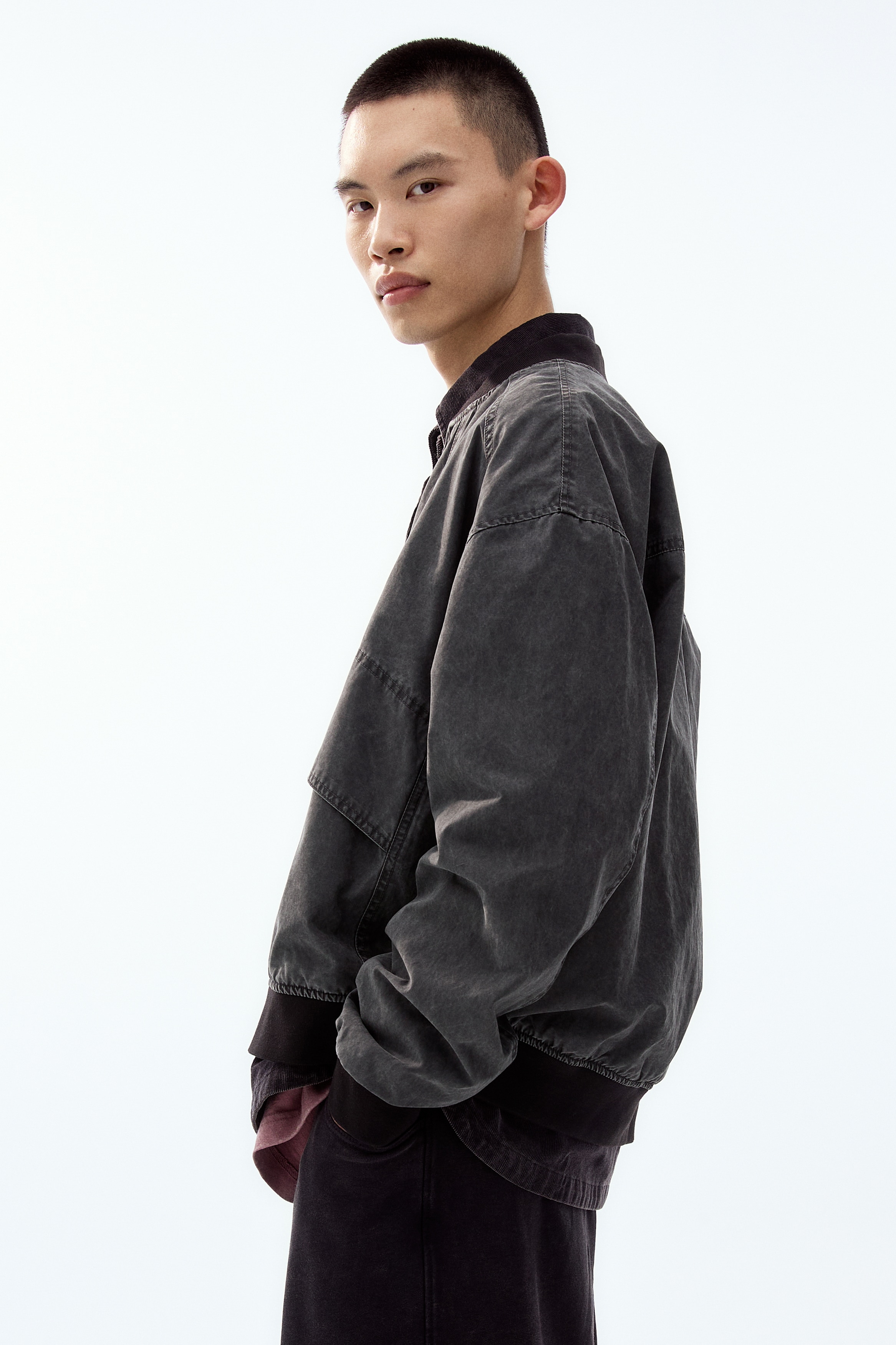 ウォッシュドルックフライトジャケット - ダスティパープル - Men | H&M JP