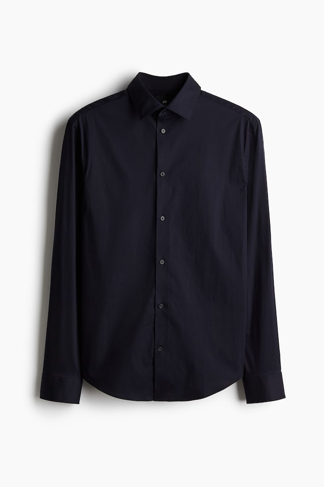 Slim-Fit Stretch Shirt - Navy blue/White/Black/Light blue - 1