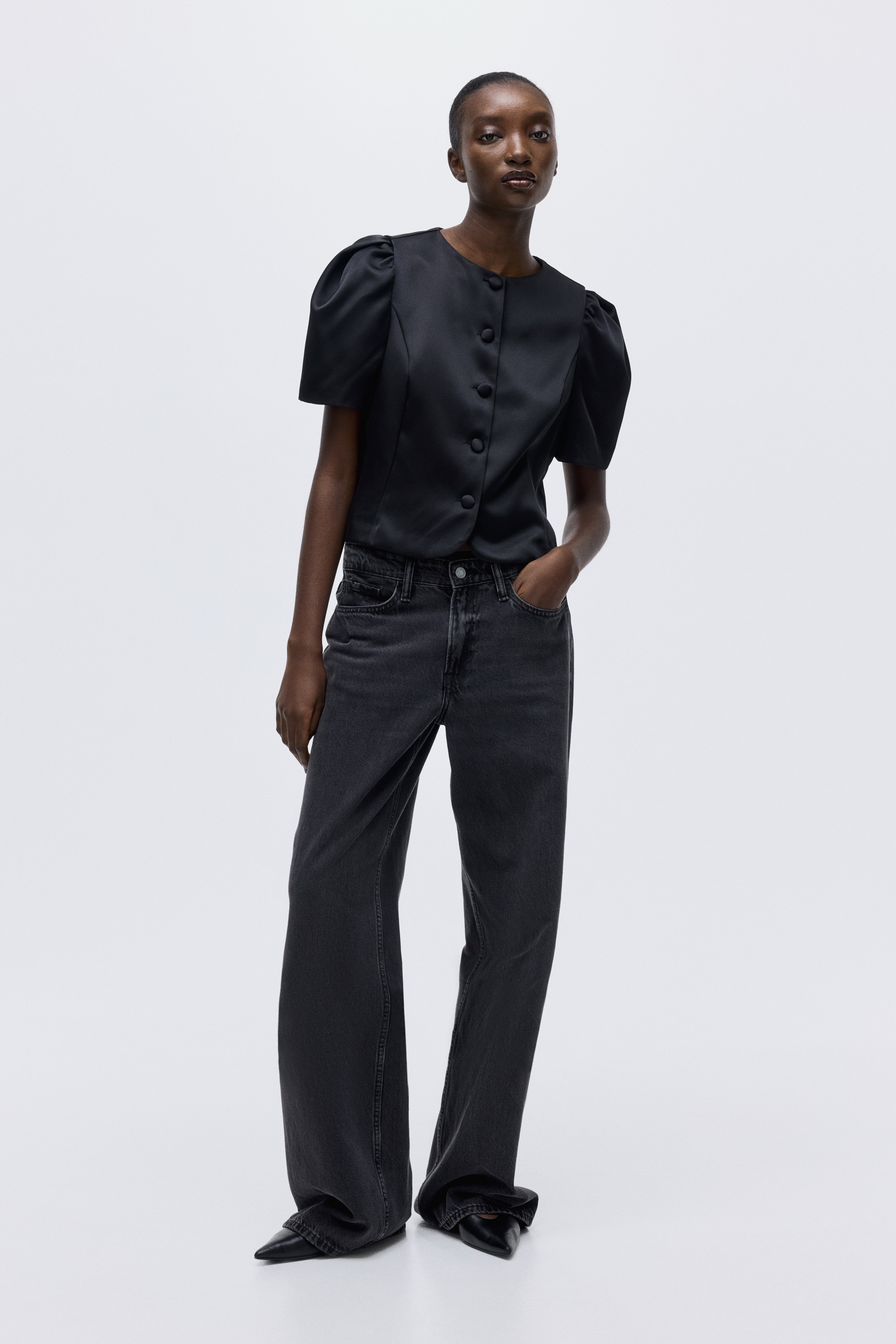 emm ensemblesleeve blouse 黒 emm ensemblesleeve blouse 黒 emm【ensemblesleeve blouse】