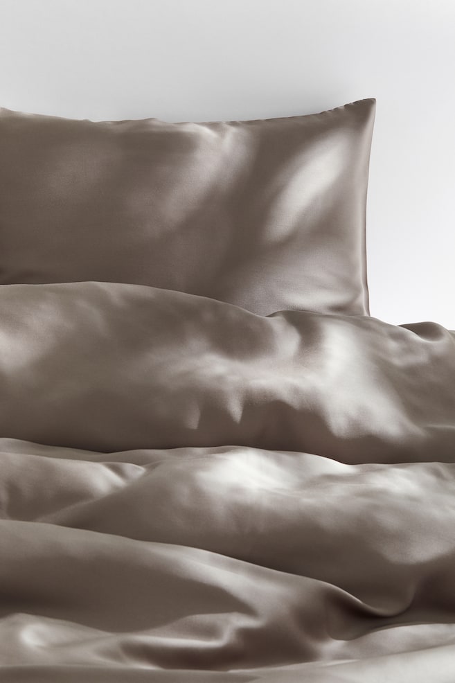 Satin single duvet cover set - Mole/Light beige/Brown/Burgundy - 1