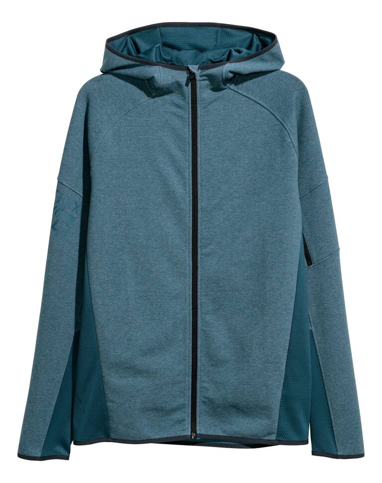 Hooded sports jacket Dark turquoise marl Men H&M IN