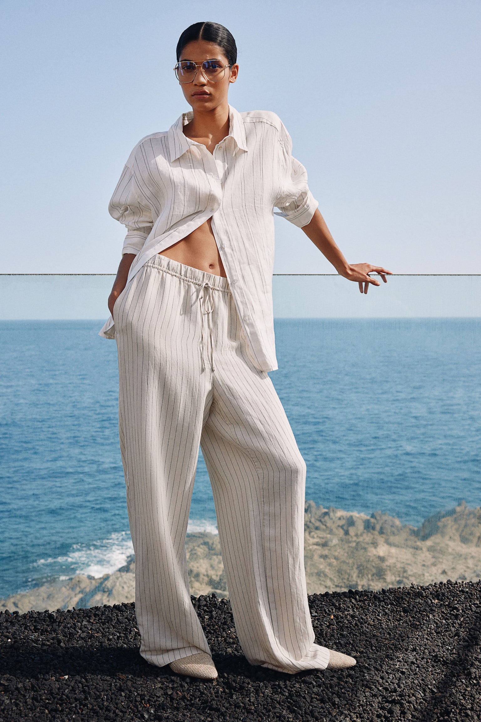 Linen Shirt - Cream/Pinstripe/White/Pale yellow/Grey marle - 5