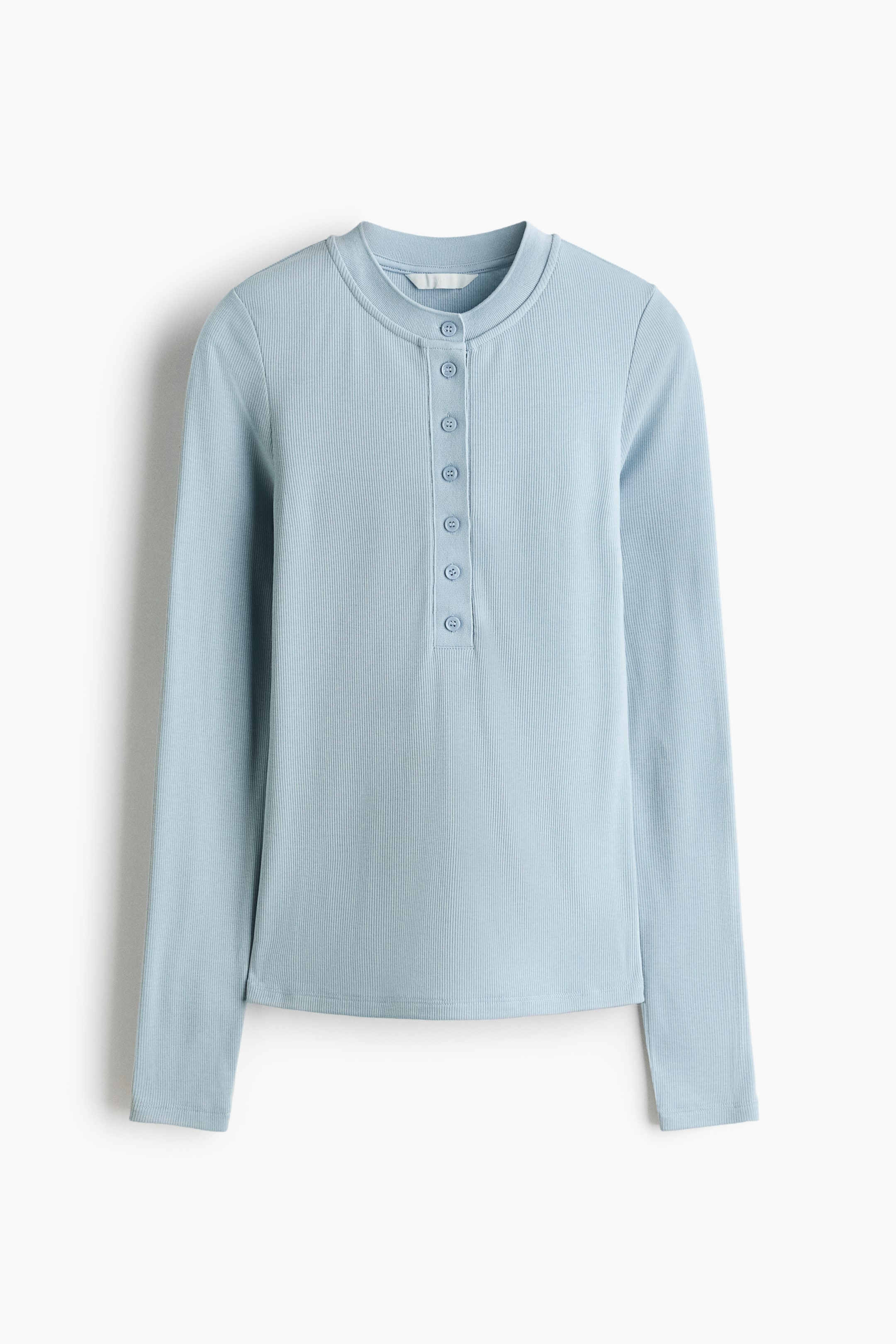 View larger image: Ribbed jersey top - Light dusty blue - Ladies | H&M 1