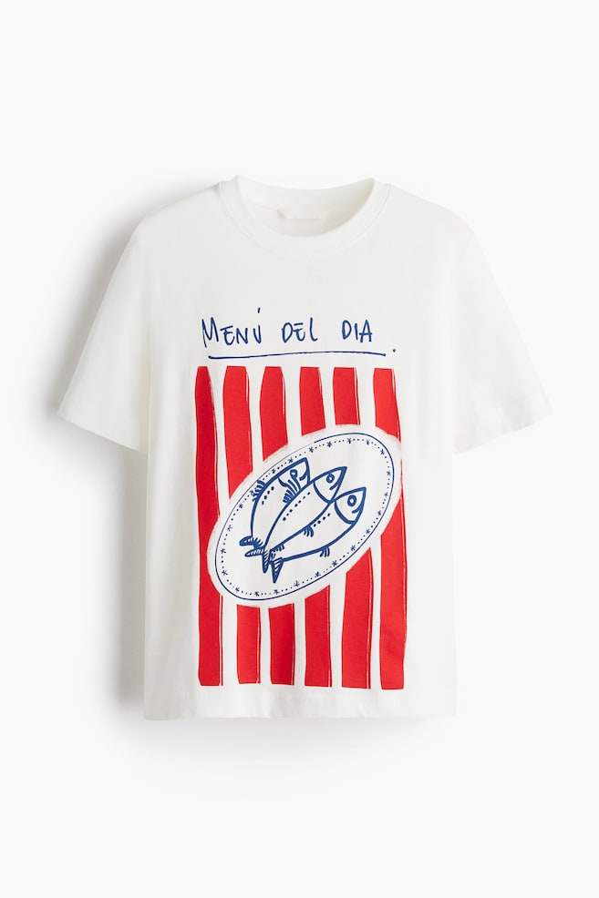 Tricou cu imprimeu - Alb/pește/Roșu/Running Club/Alb/La Poire/Roz/New York/Alb/San Sebastián/Alb/căpșuni/Maro-închis/croasant - 1
