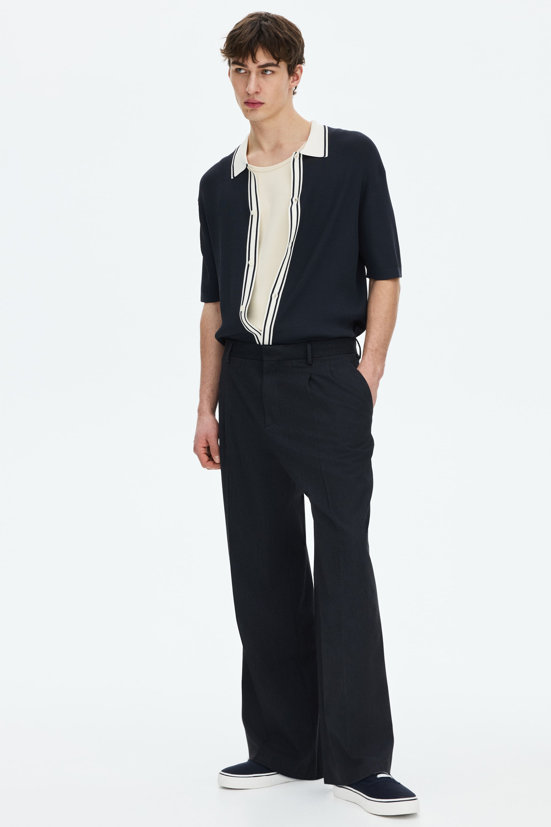 Chemise classique en tricot côtelé